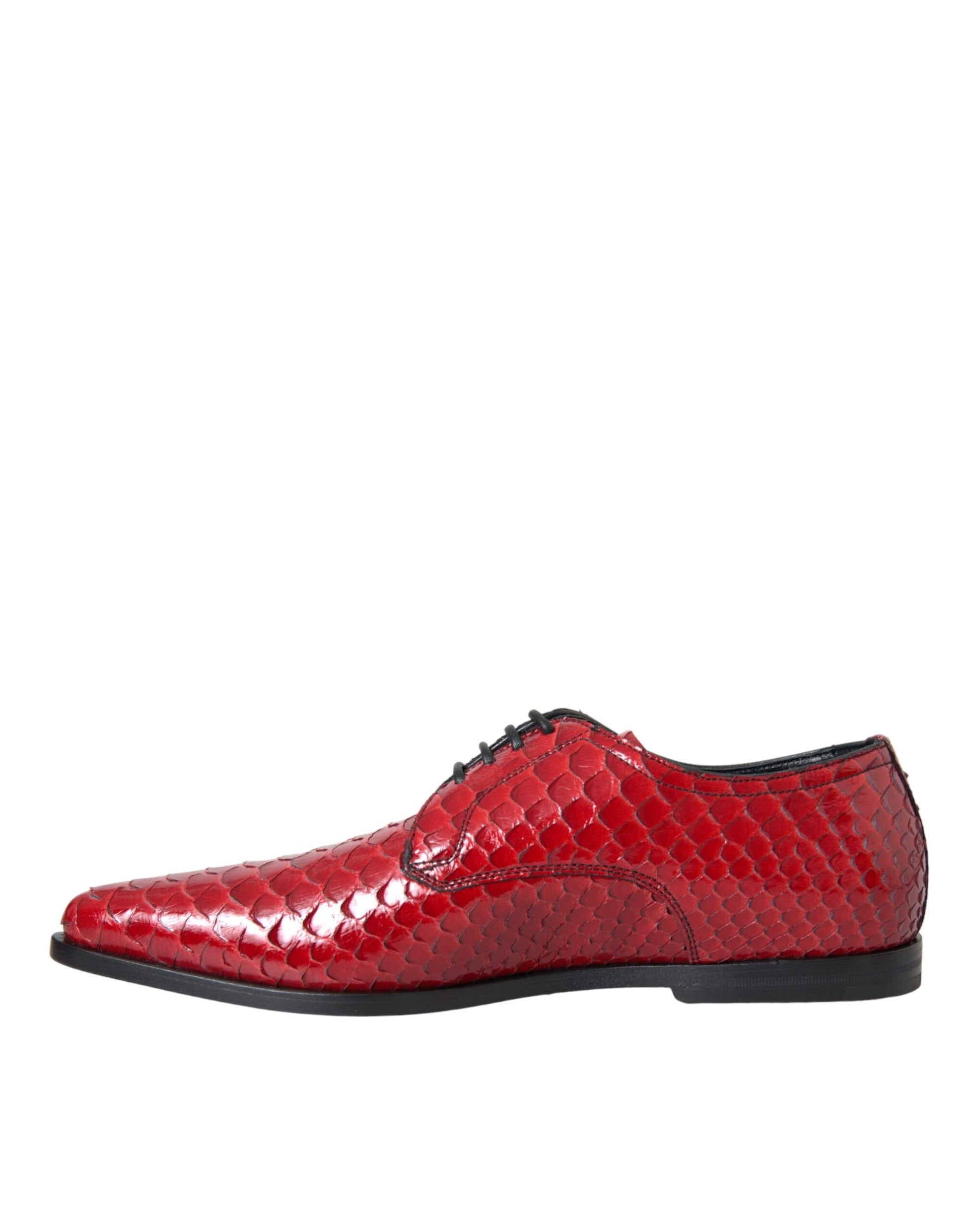 Dolce & Gabbana Red Textured Varnished Derby Men Formal Shoes Curated Luxury Accessories by Orvyn