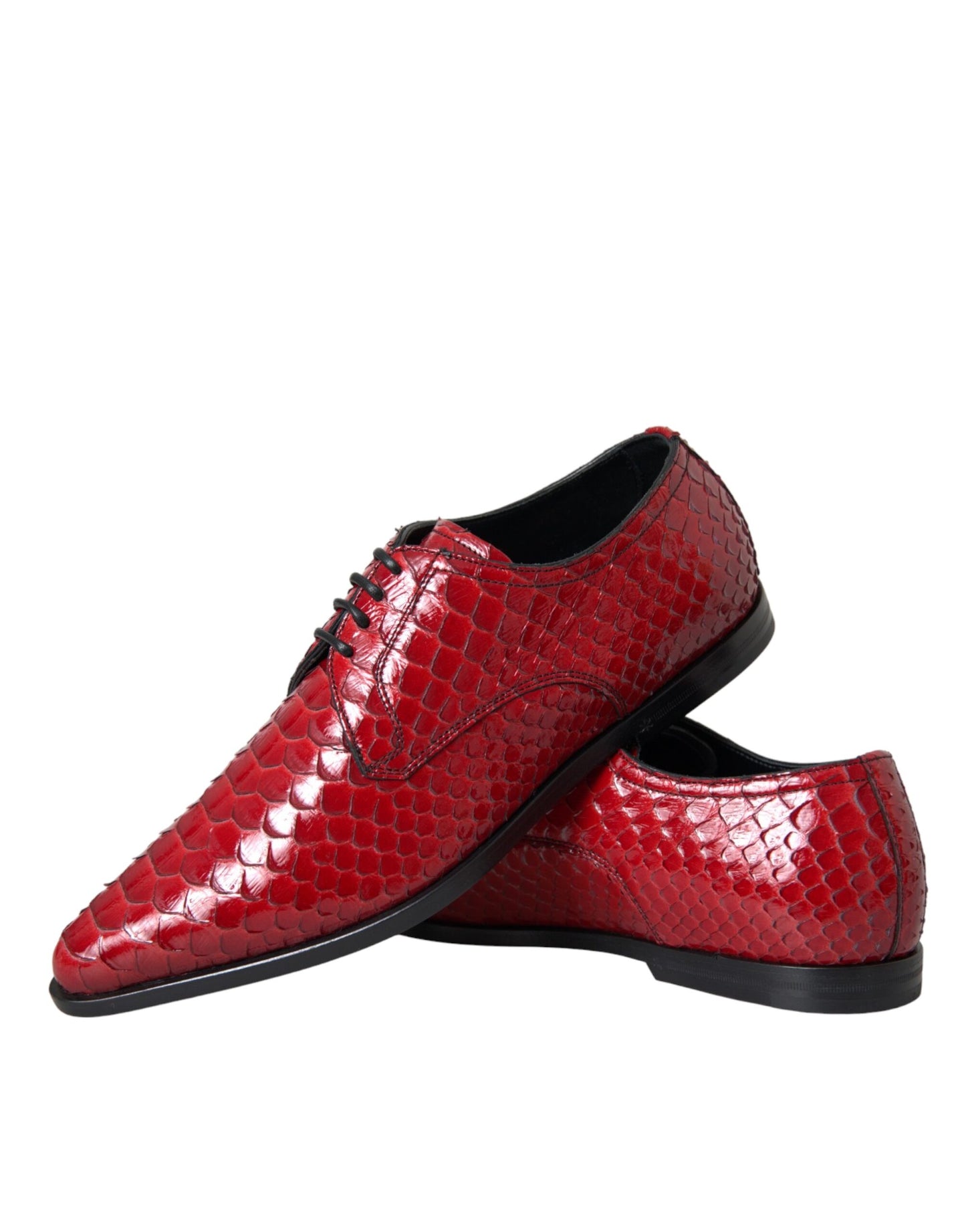 Dolce & Gabbana Red Textured Varnished Derby Men Formal Shoes Curated Luxury Accessories by Orvyn