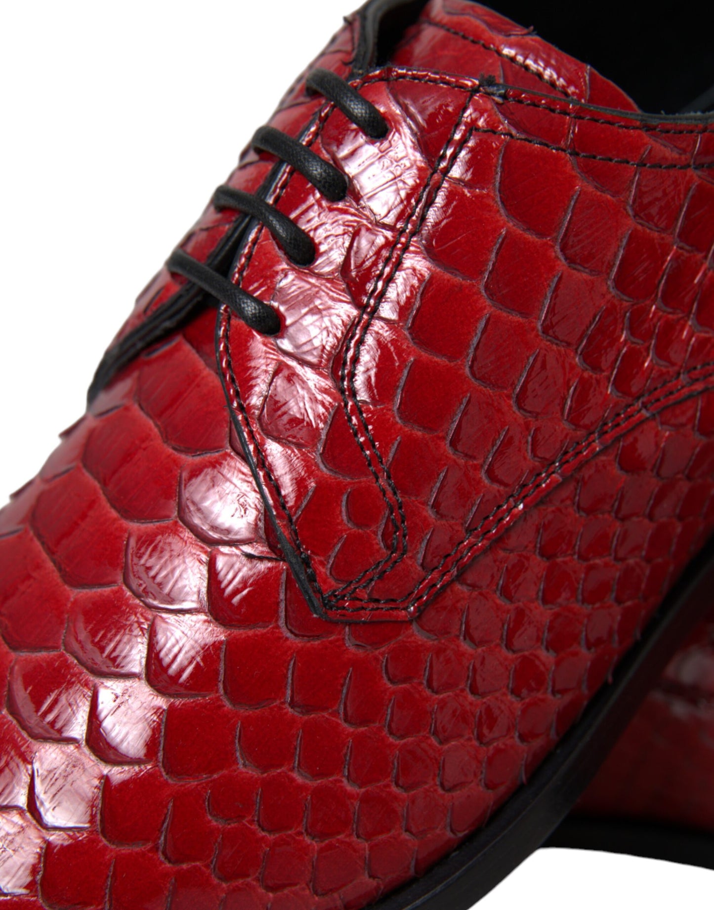 Dolce & Gabbana Red Textured Varnished Derby Men Formal Shoes Curated Luxury Accessories by Orvyn
