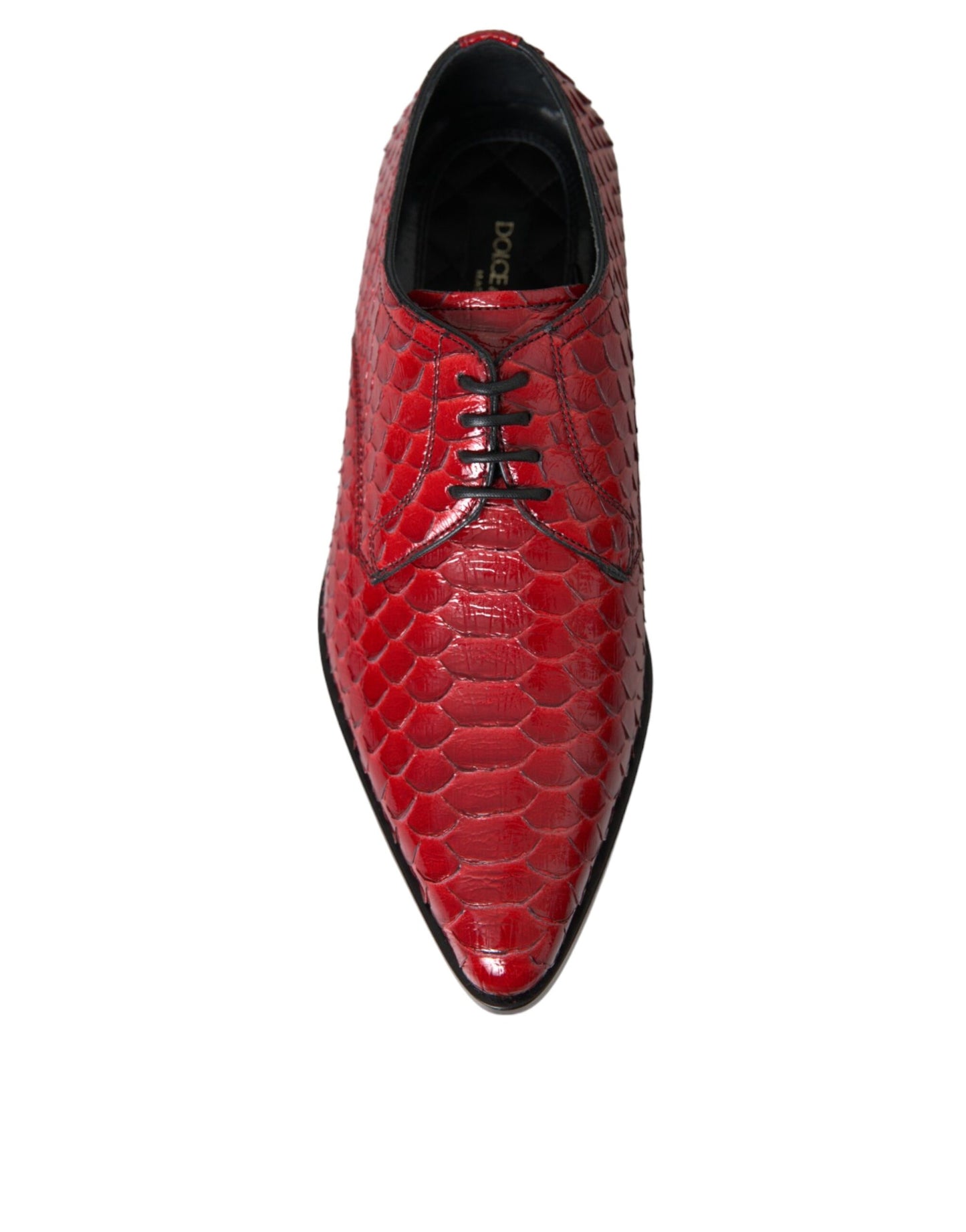Dolce & Gabbana Red Textured Varnished Derby Men Formal Shoes Curated Luxury Accessories by Orvyn