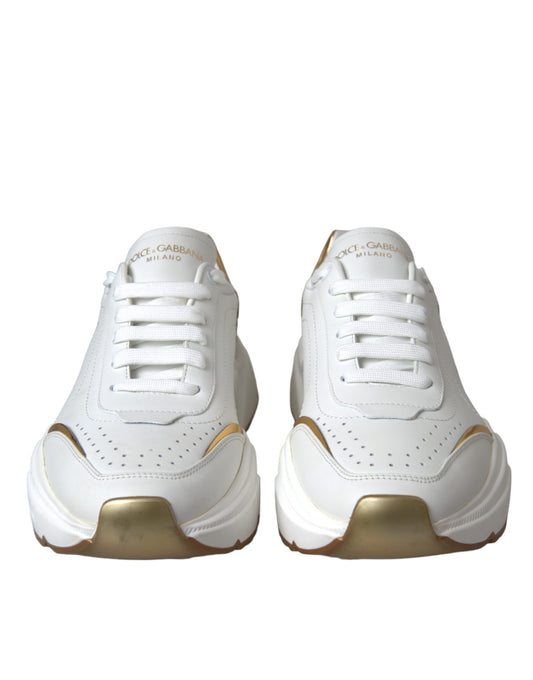 Dolce & Gabbana White Gold DAYMASTER Leather Sneakers Shoes Curated Luxury Accessories by Orvyn