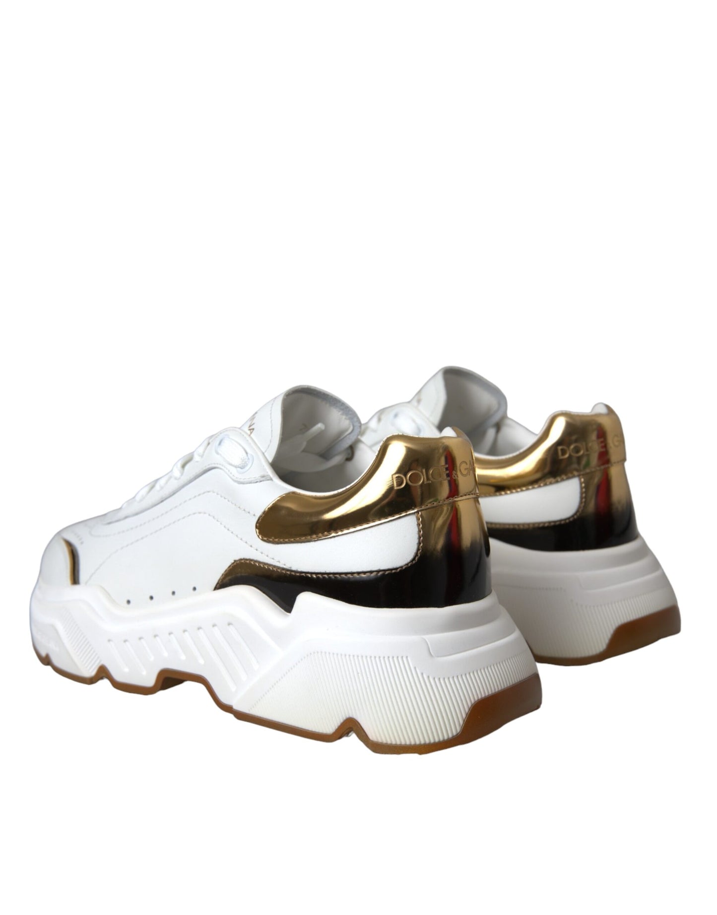 Dolce & Gabbana White Gold DAYMASTER Leather Sneakers Shoes Curated Luxury Accessories by Orvyn