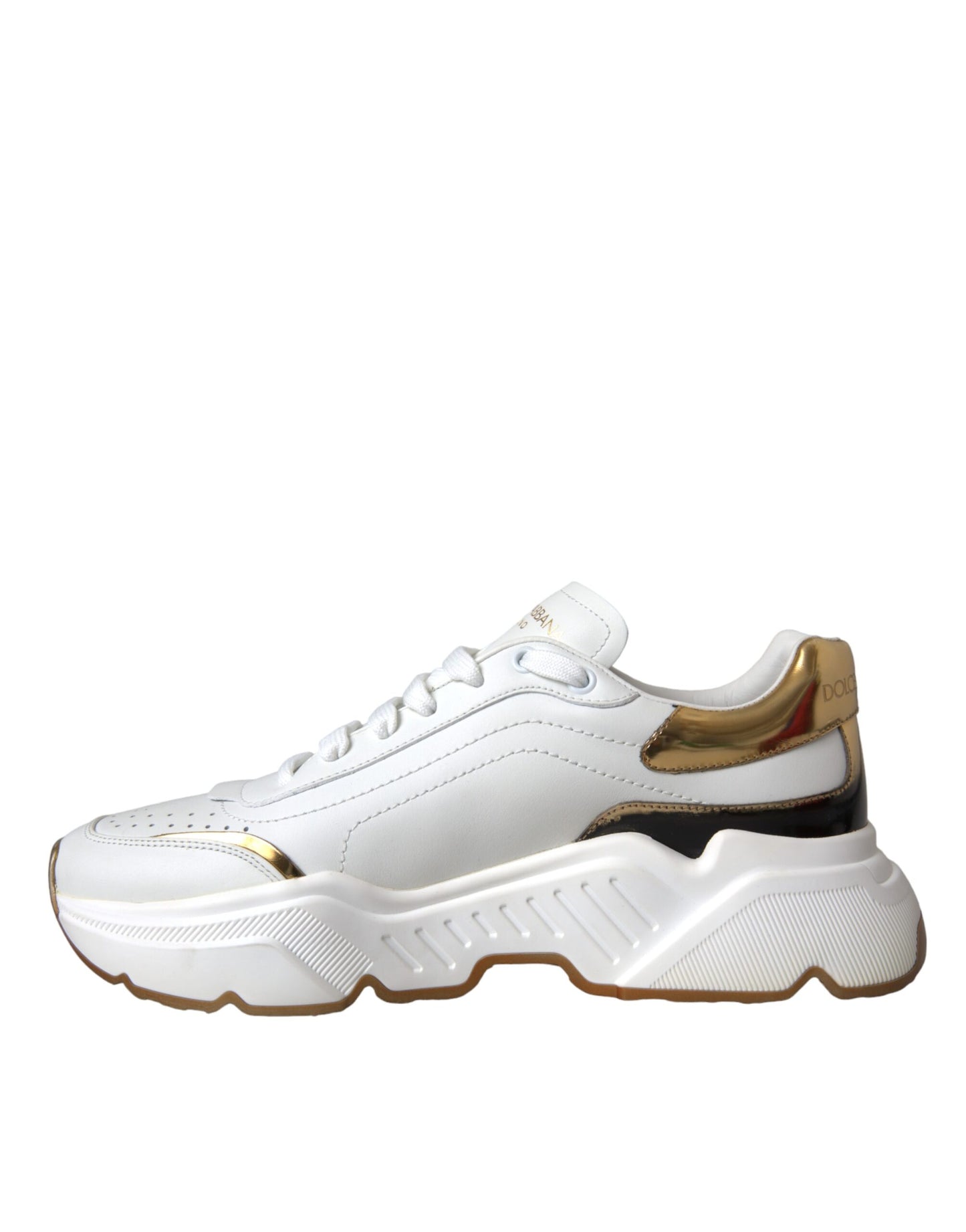 Dolce & Gabbana White Gold DAYMASTER Leather Sneakers Shoes Curated Luxury Accessories by Orvyn