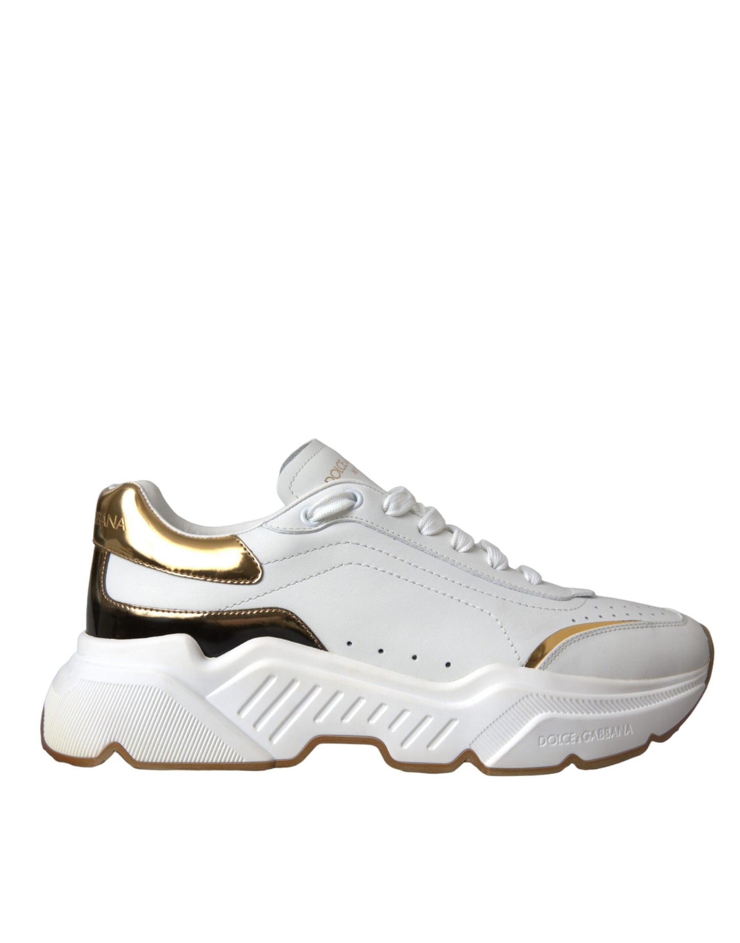 Dolce & Gabbana White Gold DAYMASTER Leather Sneakers Shoes Curated Luxury Accessories by Orvyn