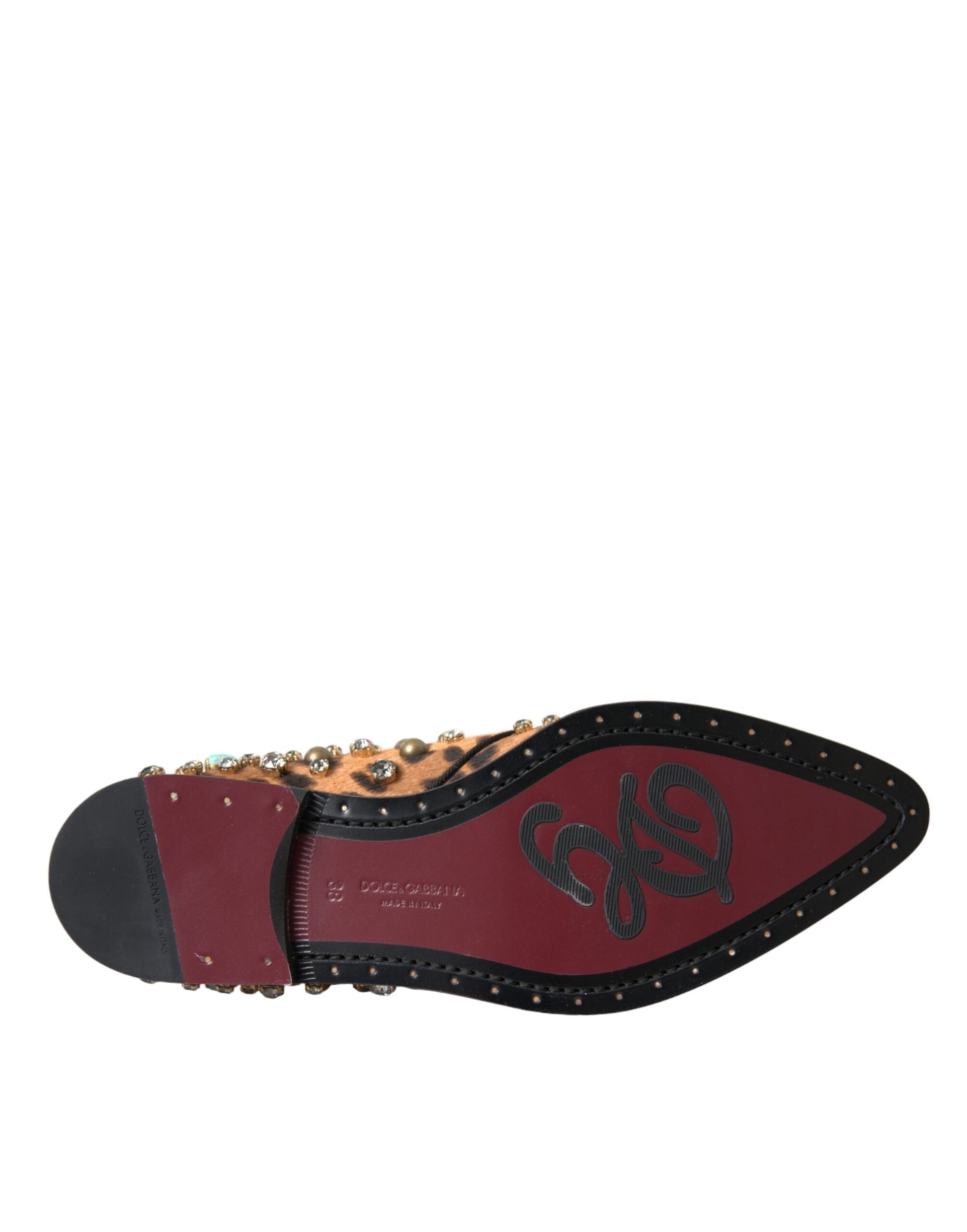 Dolce & Gabbana Brown Leopard Hair Crystal Dress Broque Shoes Curated Luxury Accessories by Orvyn