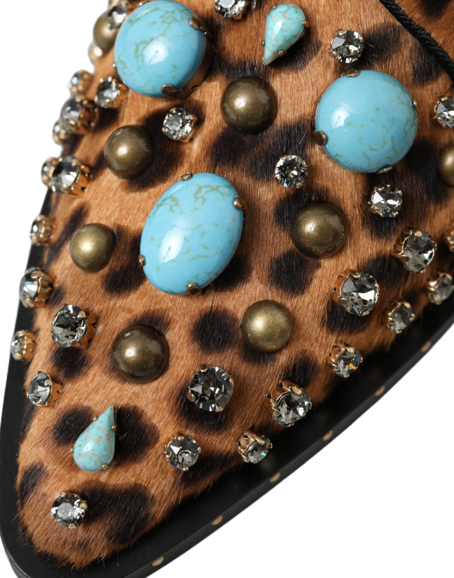 Dolce & Gabbana Brown Leopard Hair Crystal Dress Broque Shoes Curated Luxury Accessories by Orvyn