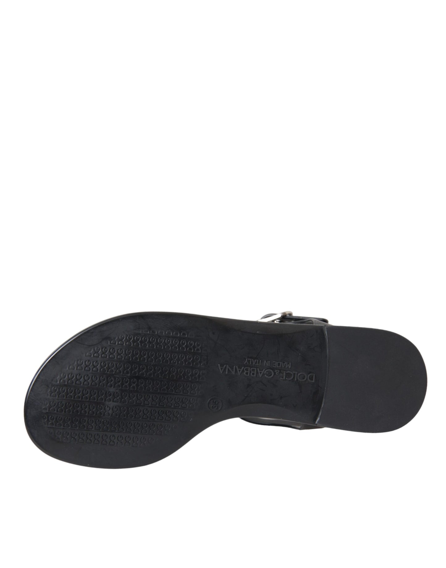 Dolce & Gabbana Black Crystal Flats Sandals Flip Flops Shoes Curated Luxury Accessories by Orvyn