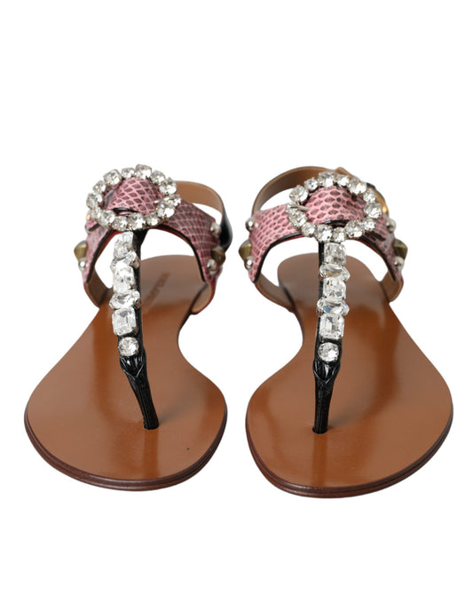 Dolce & Gabbana Multicolor Crystal Sandals Flip Flops Shoes Curated Luxury Accessories by Orvyn