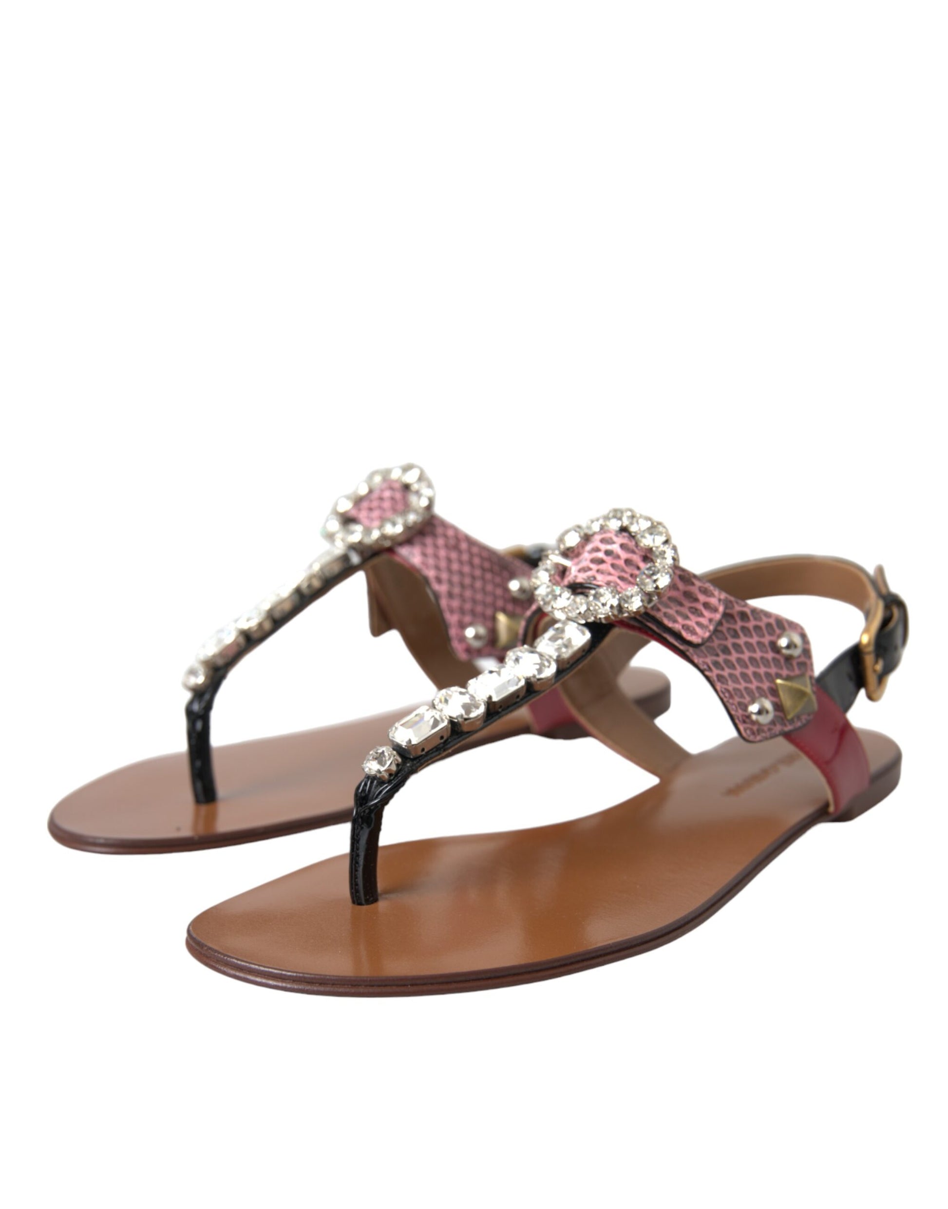 Dolce & Gabbana Multicolor Crystal Sandals Flip Flops Shoes Curated Luxury Accessories by Orvyn