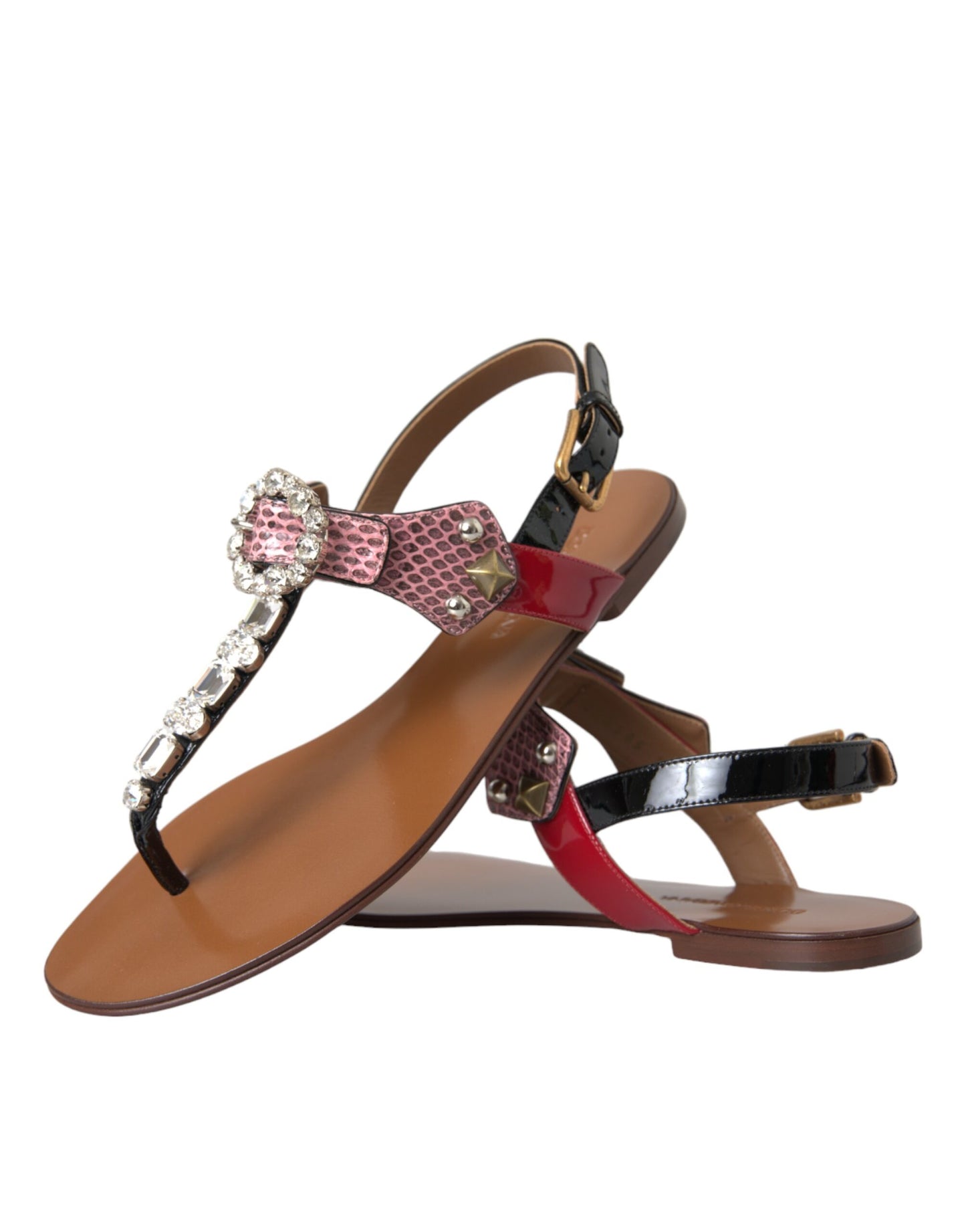 Dolce & Gabbana Multicolor Crystal Sandals Flip Flops Shoes Curated Luxury Accessories by Orvyn