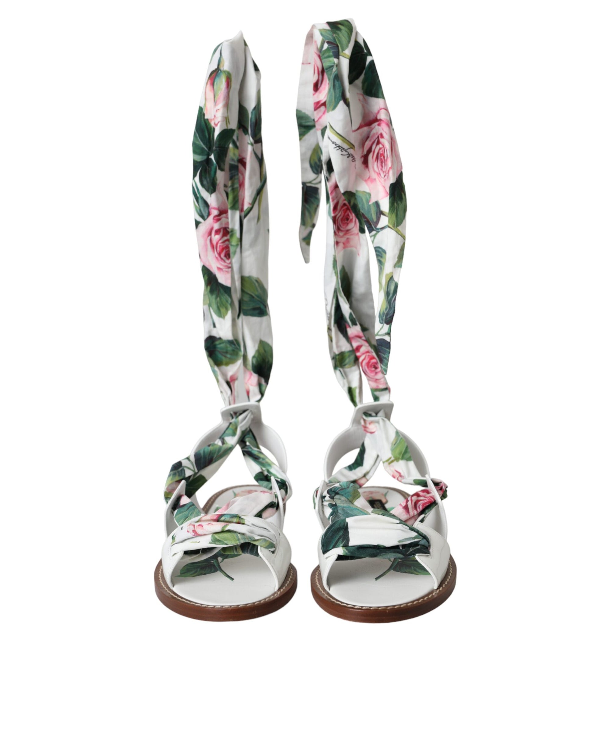 Dolce & Gabbana Multicolor Floral Print Ankle Wrap Sandals Shoes Curated Luxury Accessories by Orvyn