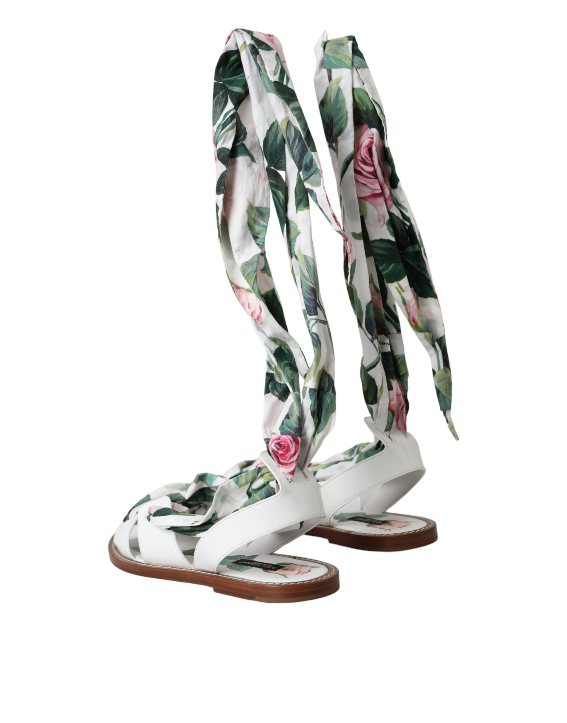 Dolce & Gabbana Multicolor Floral Print Ankle Wrap Sandals Shoes Curated Luxury Accessories by Orvyn