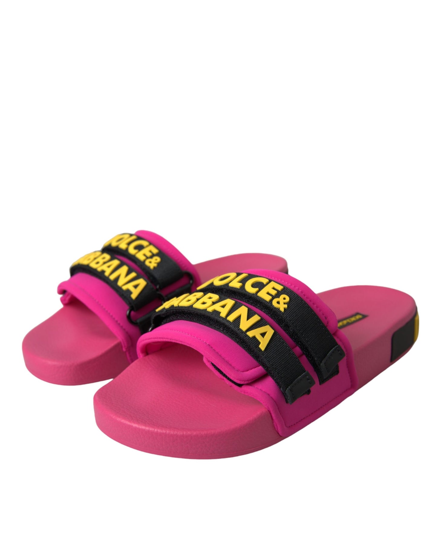 Dolce & Gabbana Pink Black Logo Beachwear Flats Sandals Shoes Curated Luxury Accessories by Orvyn