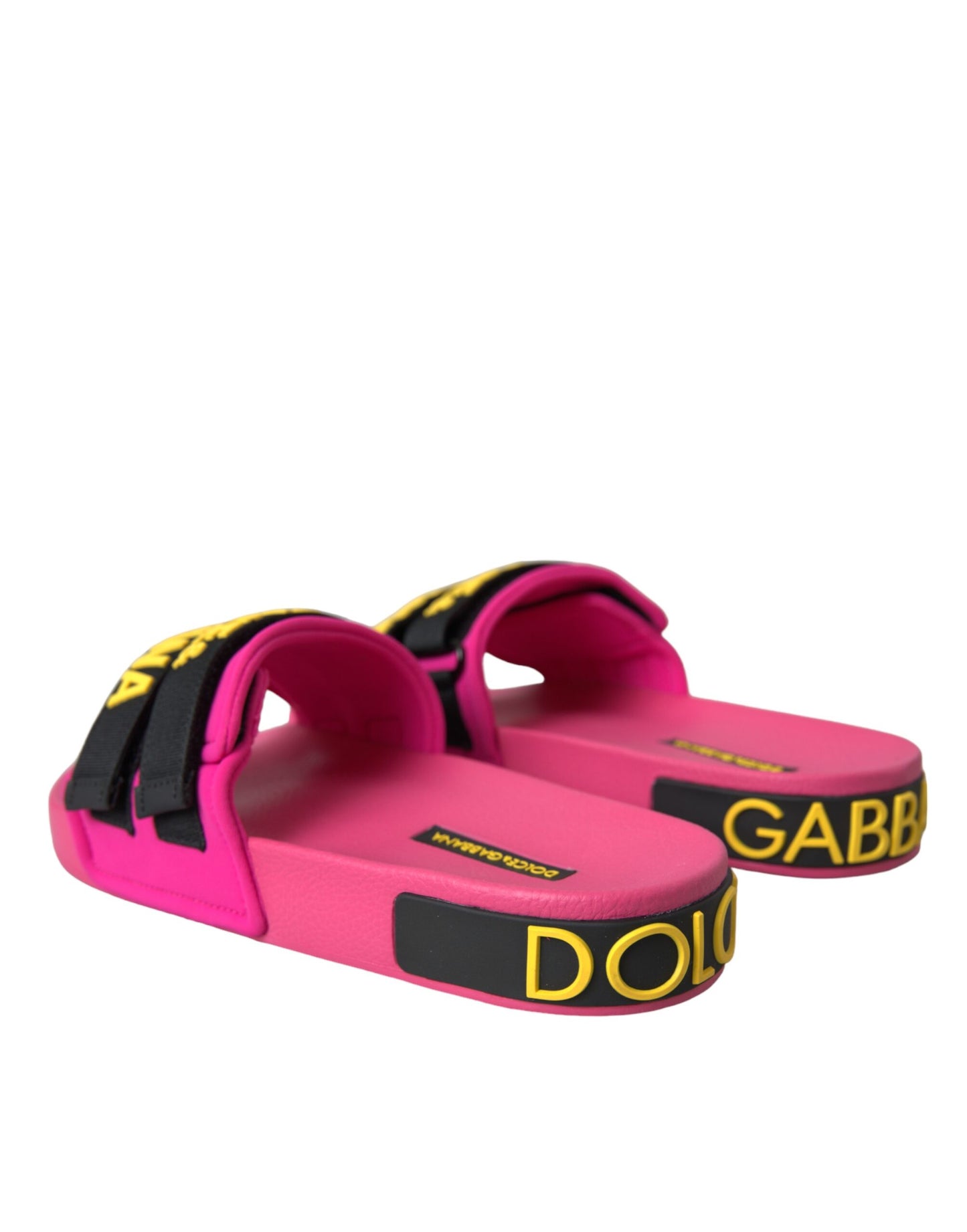 Dolce & Gabbana Pink Black Logo Beachwear Flats Sandals Shoes Curated Luxury Accessories by Orvyn