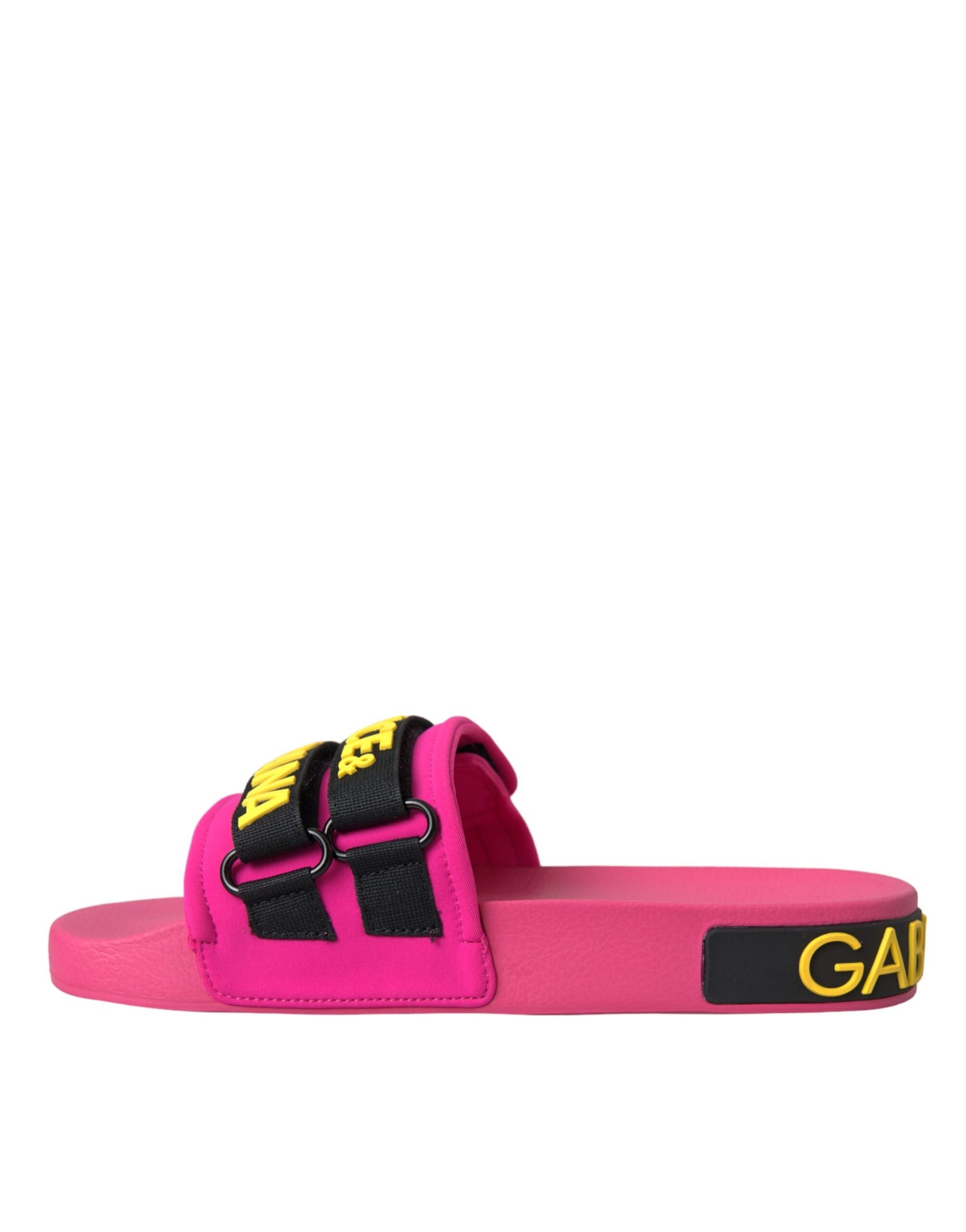 Dolce & Gabbana Pink Black Logo Beachwear Flats Sandals Shoes Curated Luxury Accessories by Orvyn