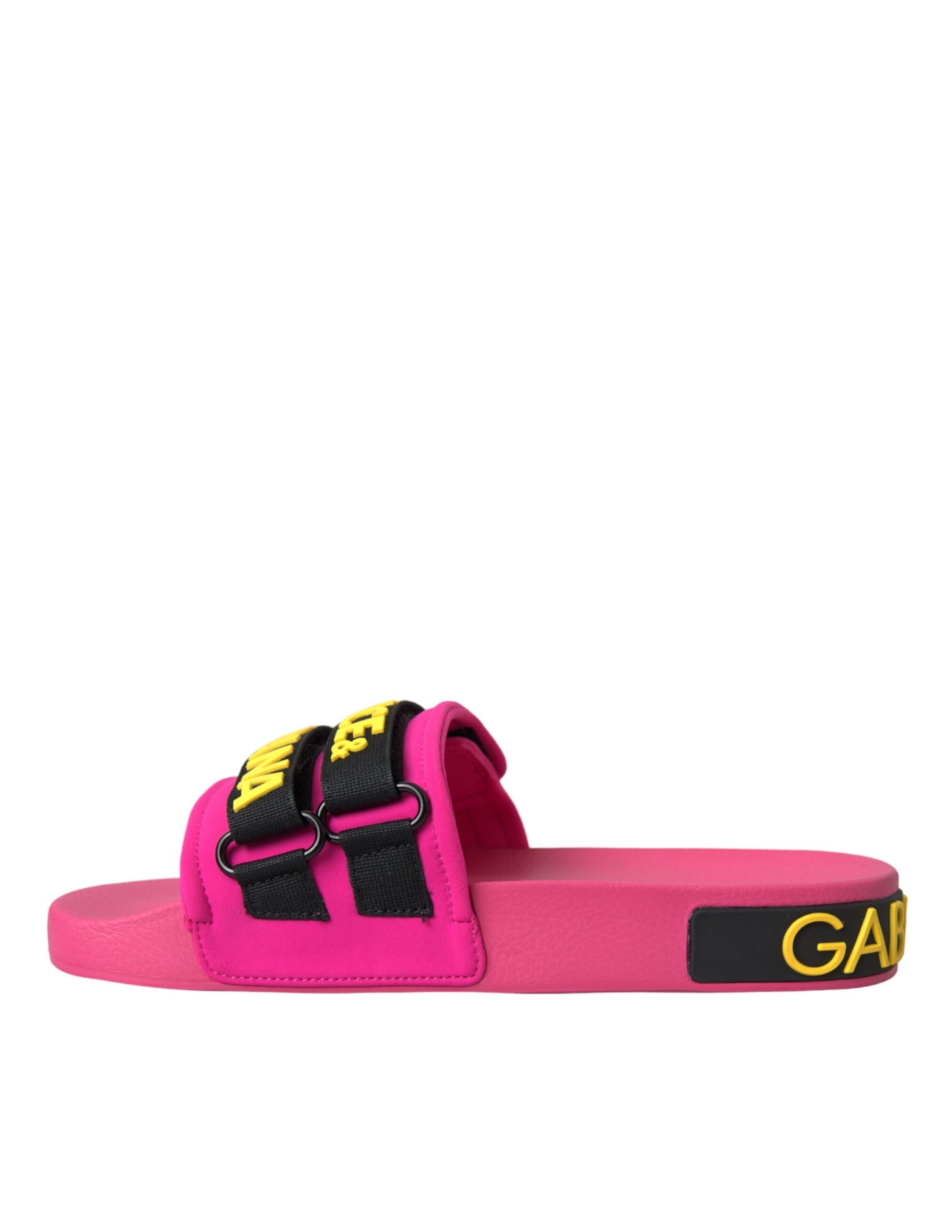 Dolce & Gabbana Pink Black Logo Beachwear Flats Sandals Shoes Curated Luxury Accessories by Orvyn