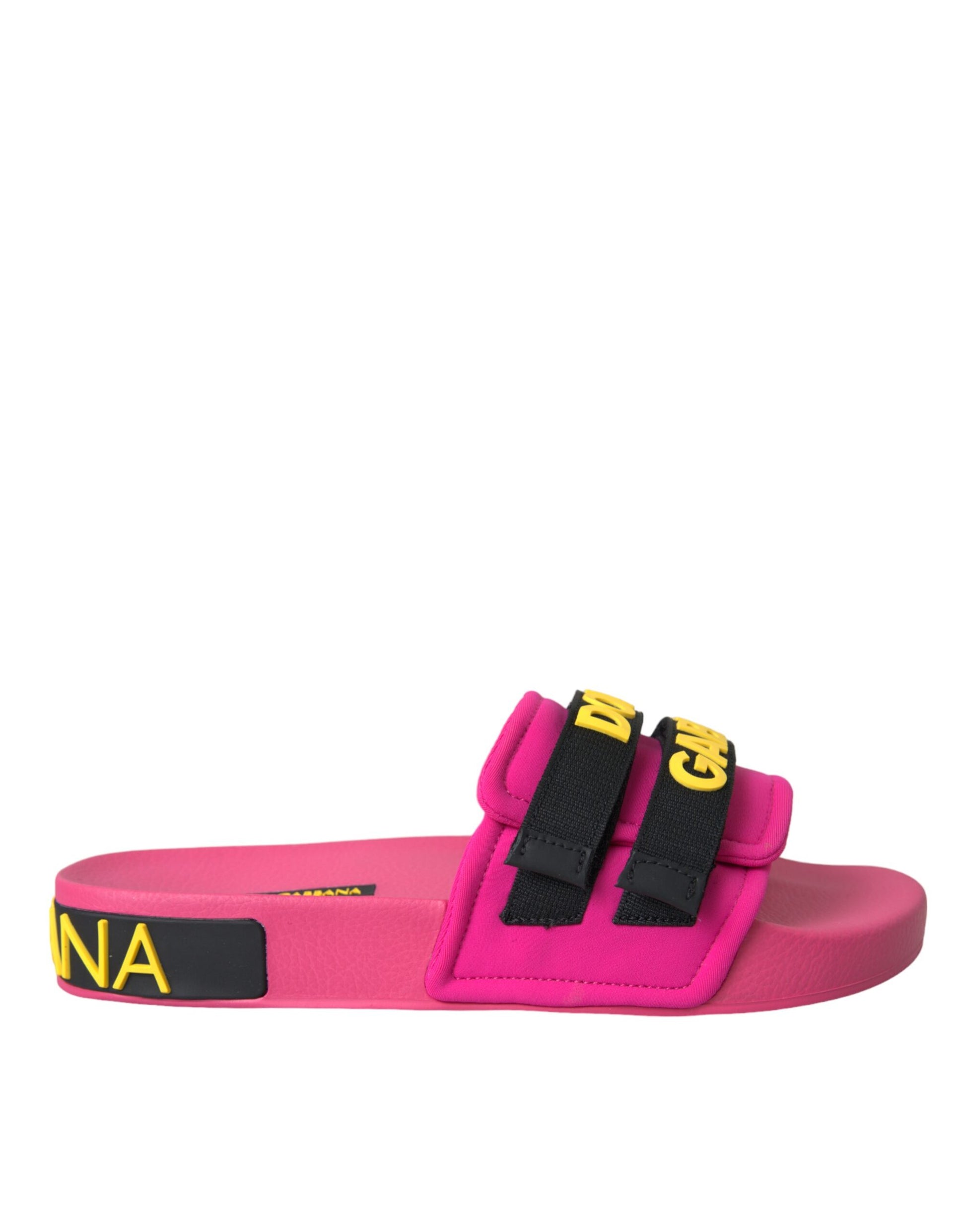 Dolce & Gabbana Pink Black Logo Beachwear Flats Sandals Shoes Curated Luxury Accessories by Orvyn