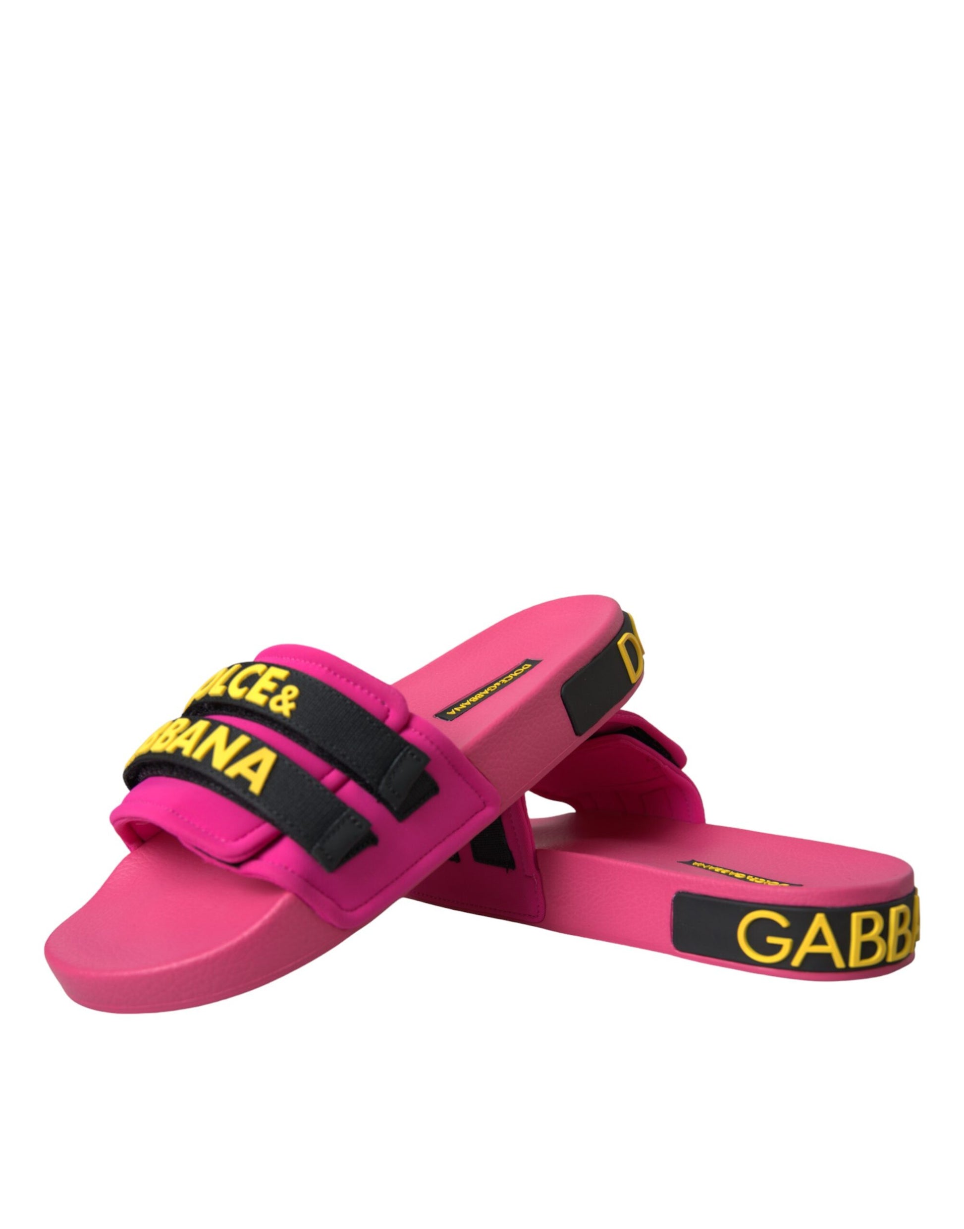 Dolce & Gabbana Pink Black Logo Beachwear Flats Sandals Shoes Curated Luxury Accessories by Orvyn