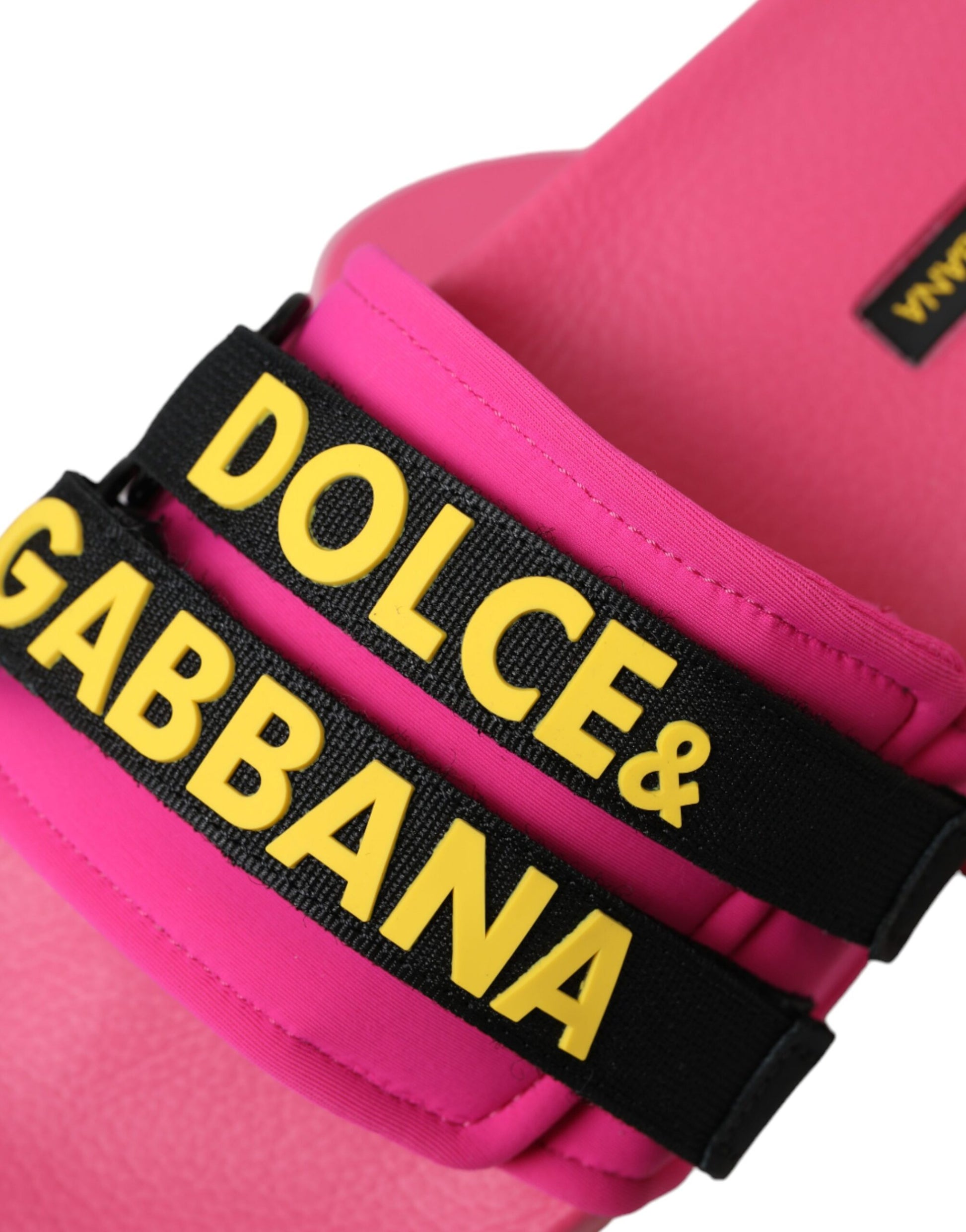 Dolce & Gabbana Pink Black Logo Beachwear Flats Sandals Shoes Curated Luxury Accessories by Orvyn