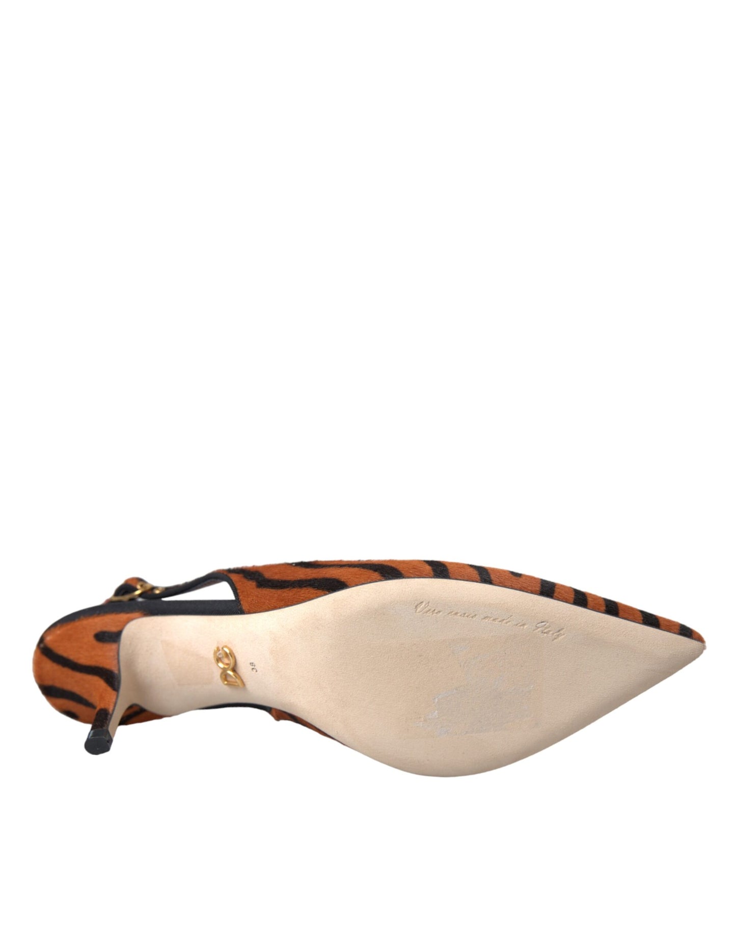 Dolce & Gabbana Black Orange Zebra Leather Slingbacks Shoes Curated Luxury Accessories by Orvyn