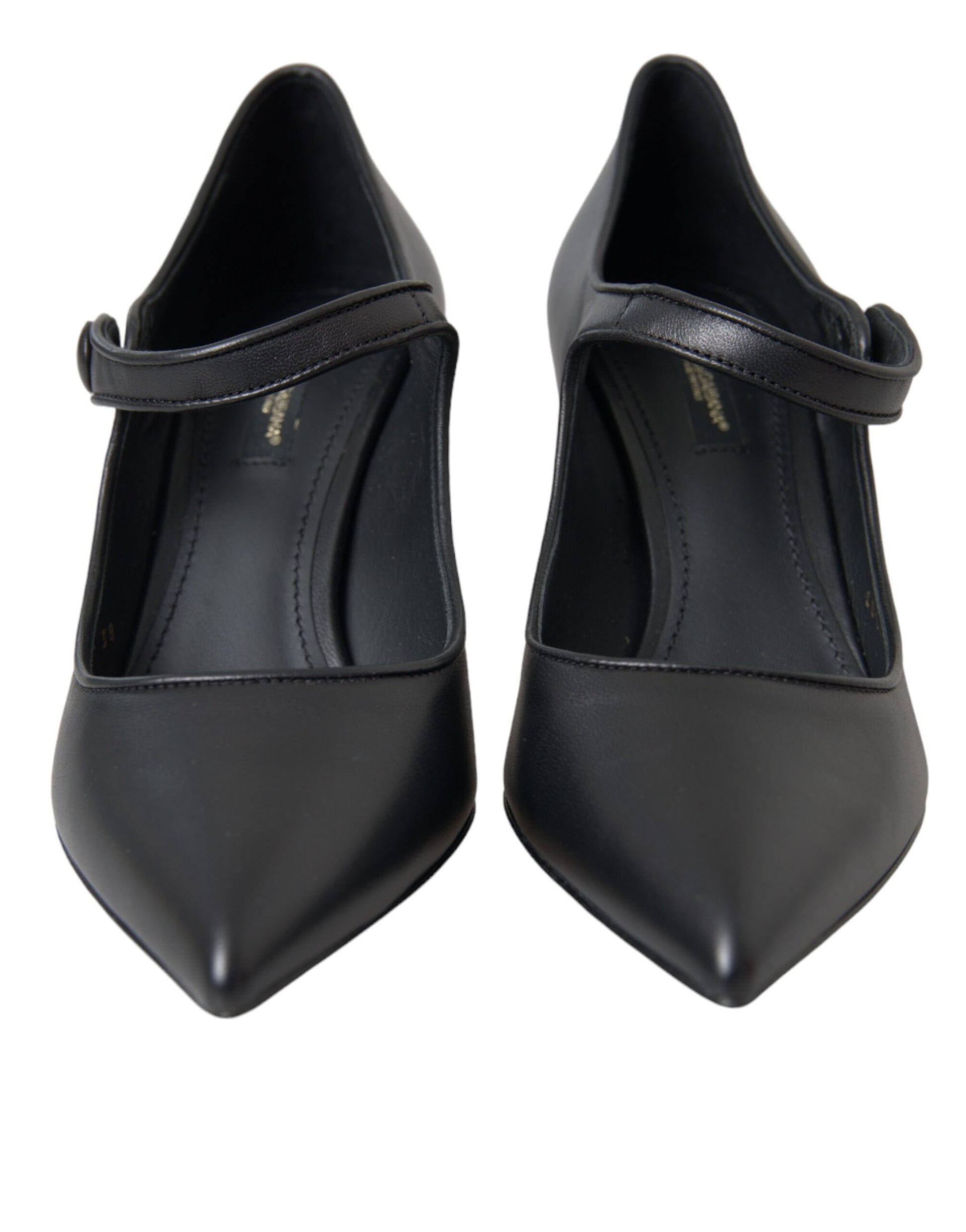 Dolce & Gabbana Black Leather Logo Heels Mary Janes Pumps Shoes Curated Luxury Accessories by Orvyn