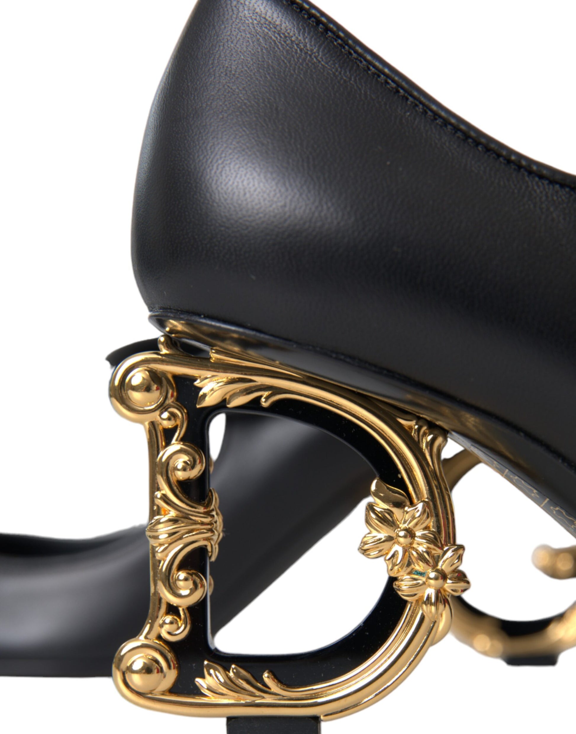 Dolce & Gabbana Black Leather Logo Heels Mary Janes Pumps Shoes Curated Luxury Accessories by Orvyn