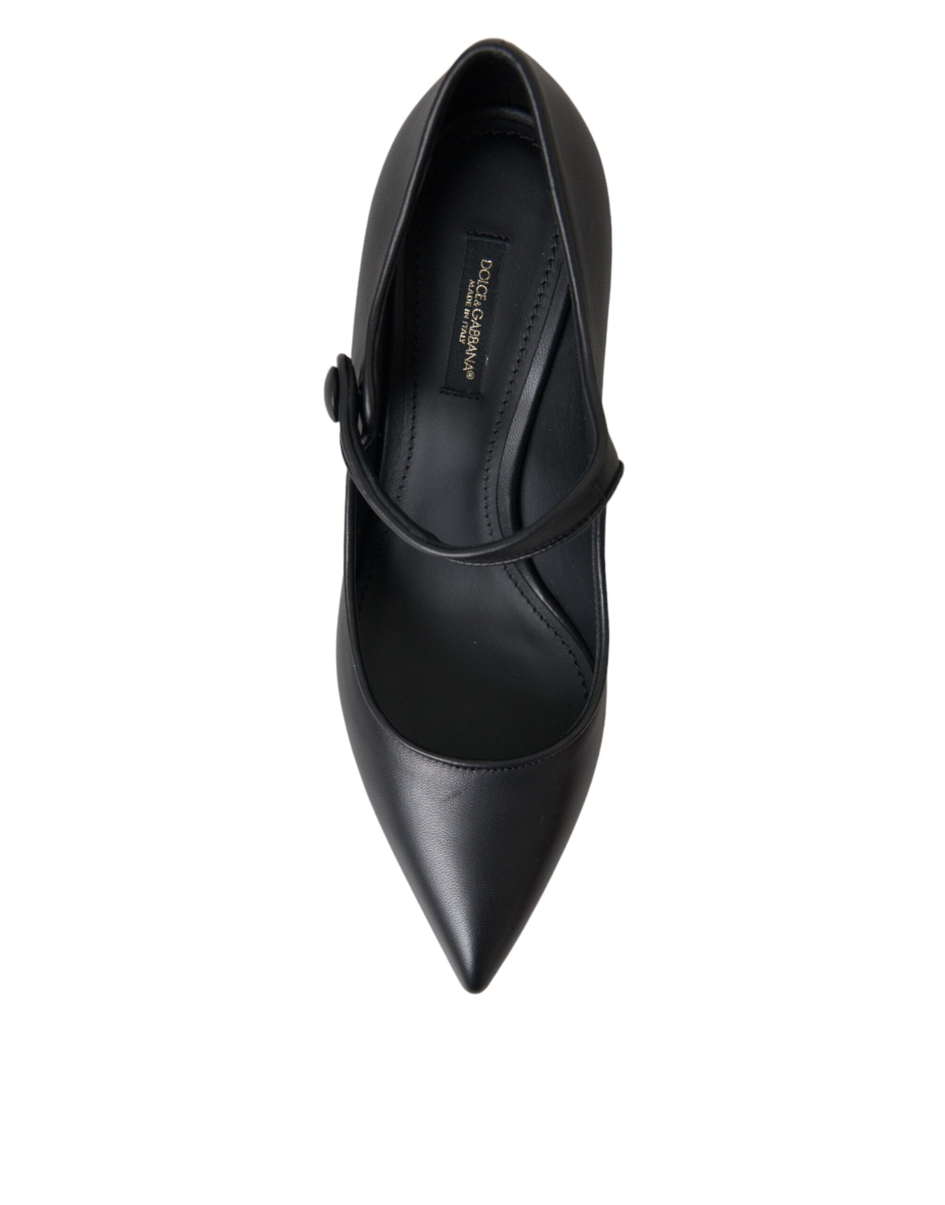 Dolce & Gabbana Black Leather Logo Heels Mary Janes Pumps Shoes Curated Luxury Accessories by Orvyn