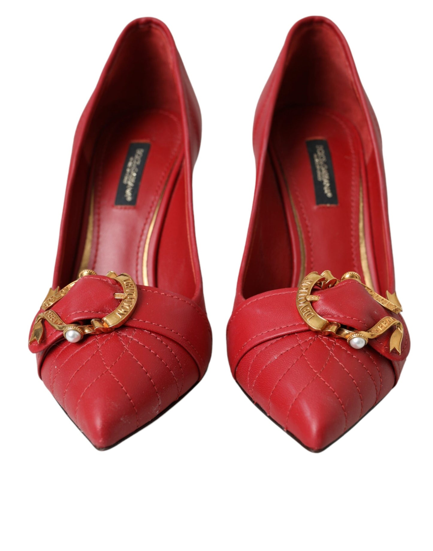 Dolce & Gabbana Red Devotion Leather Heels Pumps Shoes Curated Luxury Accessories by Orvyn