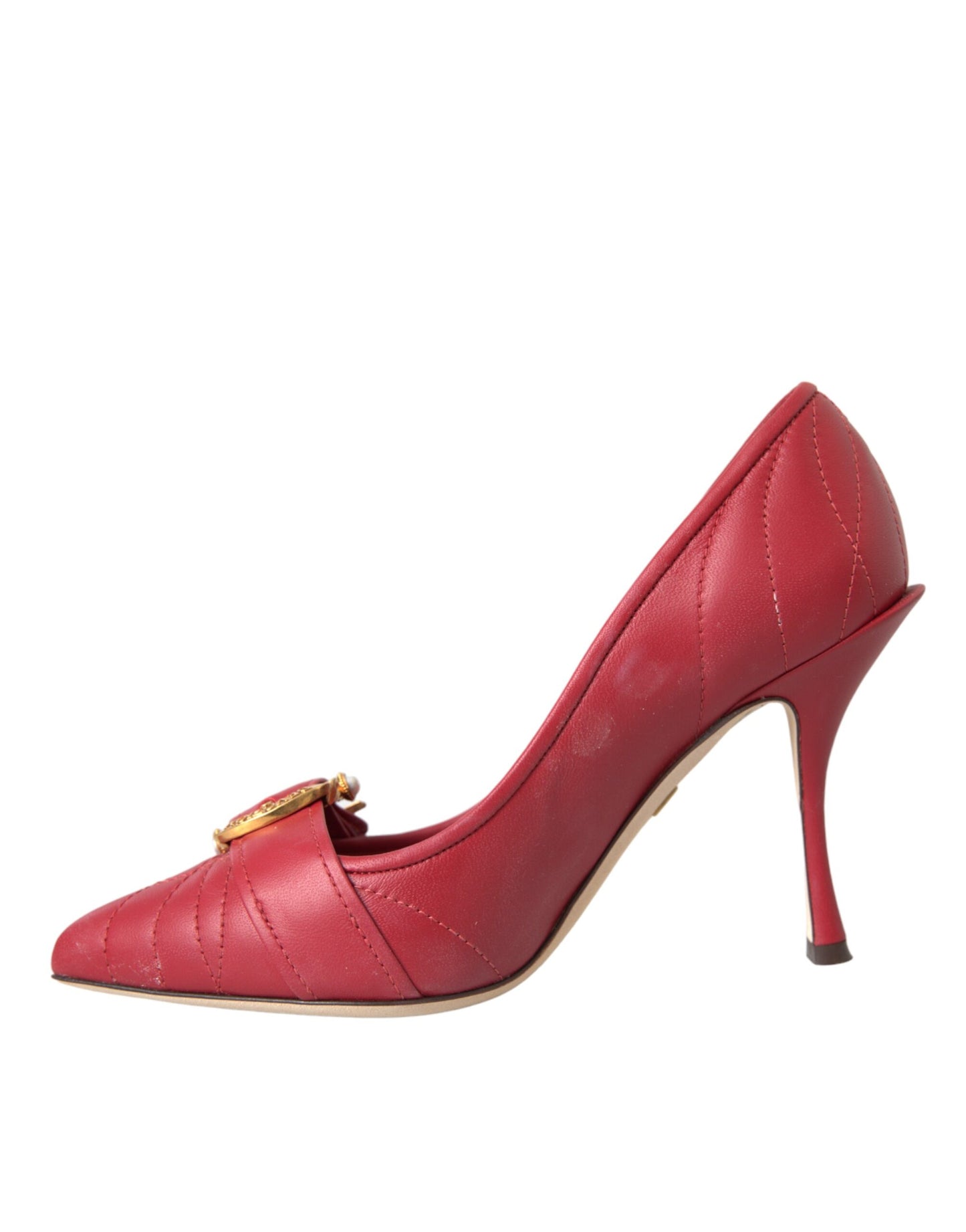 Dolce & Gabbana Red Devotion Leather Heels Pumps Shoes Curated Luxury Accessories by Orvyn