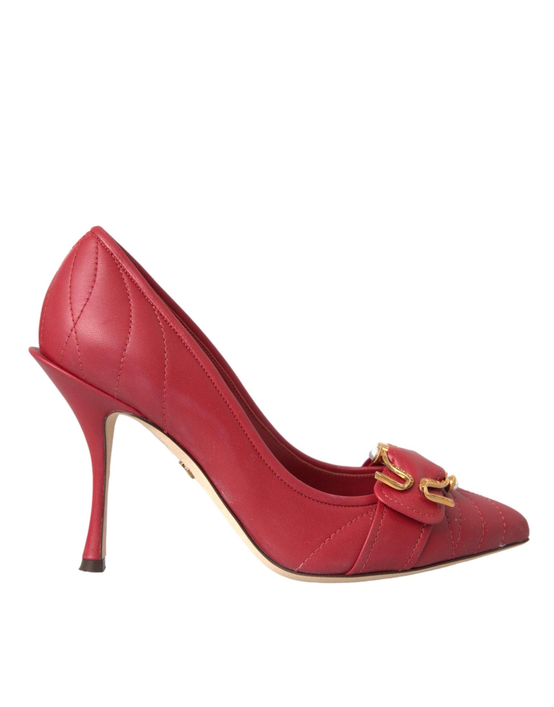 Dolce & Gabbana Red Devotion Leather Heels Pumps Shoes Curated Luxury Accessories by Orvyn