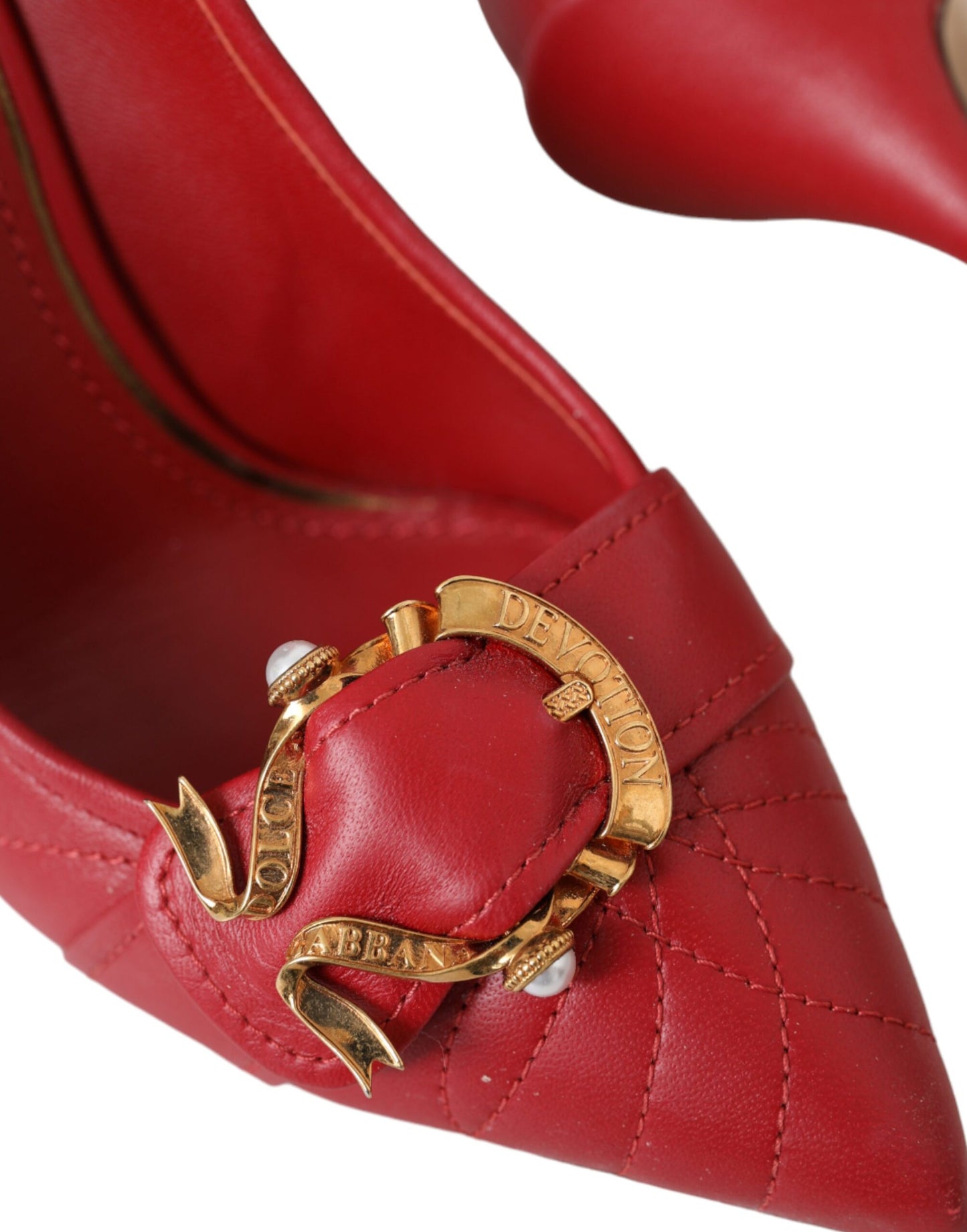 Dolce & Gabbana Red Devotion Leather Heels Pumps Shoes Curated Luxury Accessories by Orvyn