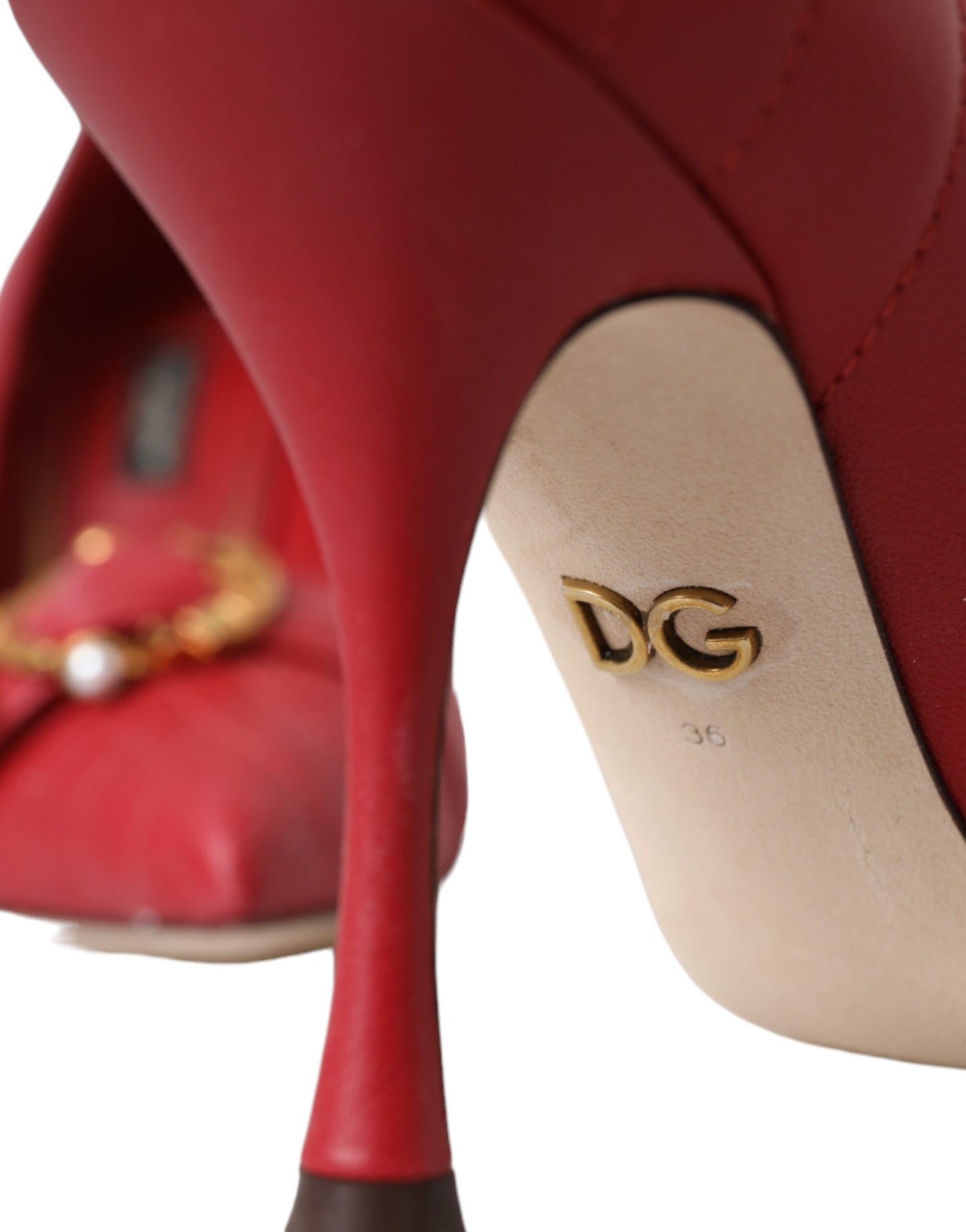 Dolce & Gabbana Red Devotion Leather Heels Pumps Shoes Curated Luxury Accessories by Orvyn