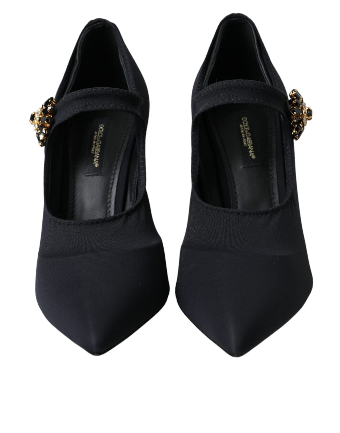 Dolce & Gabbana Black Mary Jane Jersey Crystal Pumps Shoes Curated Luxury Accessories by Orvyn