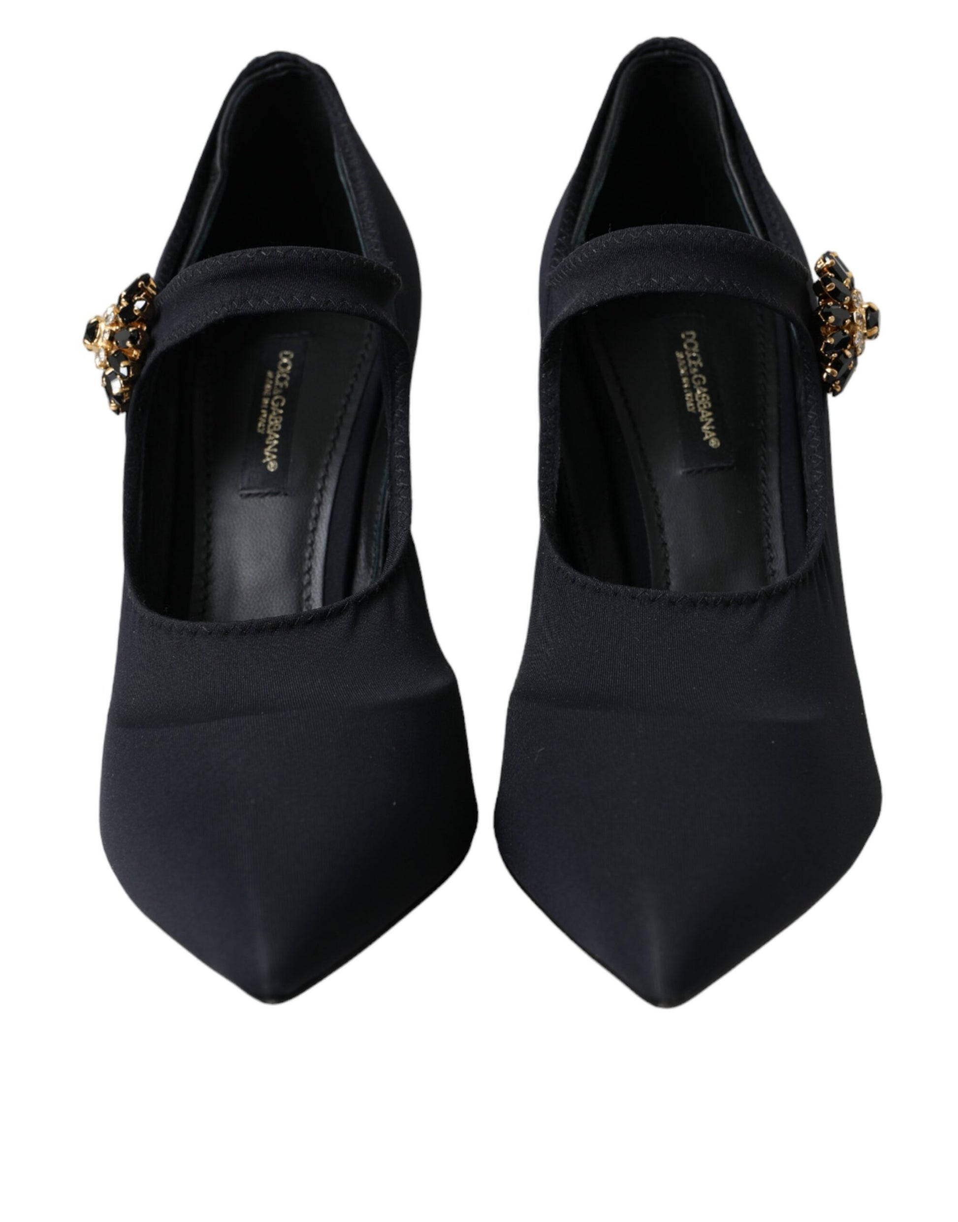 Dolce & Gabbana Black Mary Jane Jersey Crystal Pumps Shoes Curated Luxury Accessories by Orvyn