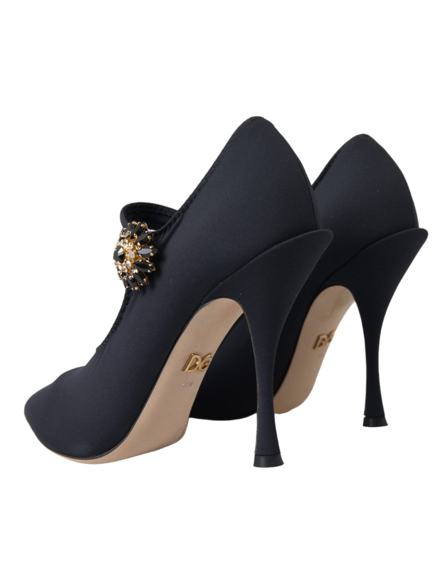 Dolce & Gabbana Black Mary Jane Jersey Crystal Pumps Shoes Curated Luxury Accessories by Orvyn