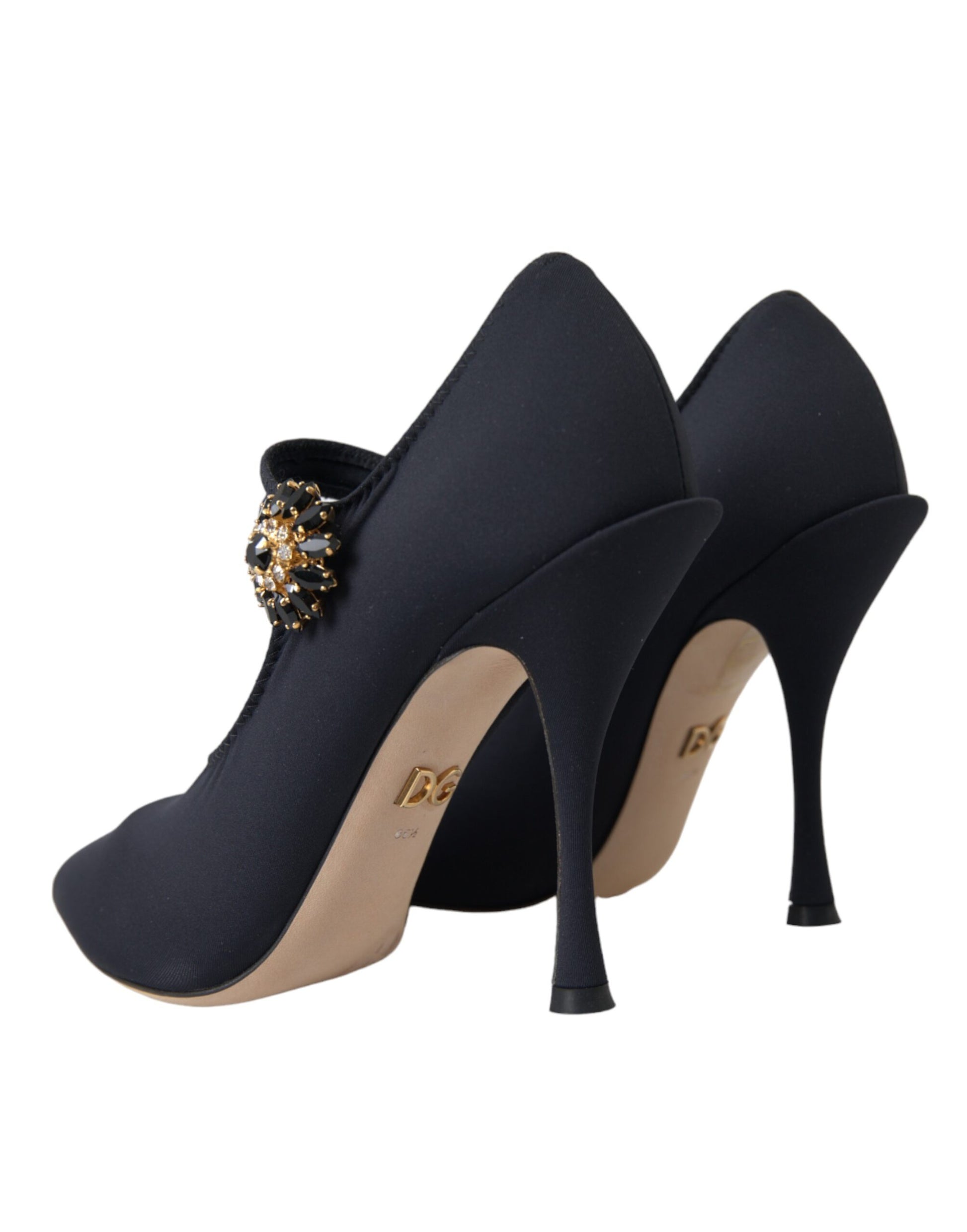Dolce & Gabbana Black Mary Jane Jersey Crystal Pumps Shoes Curated Luxury Accessories by Orvyn