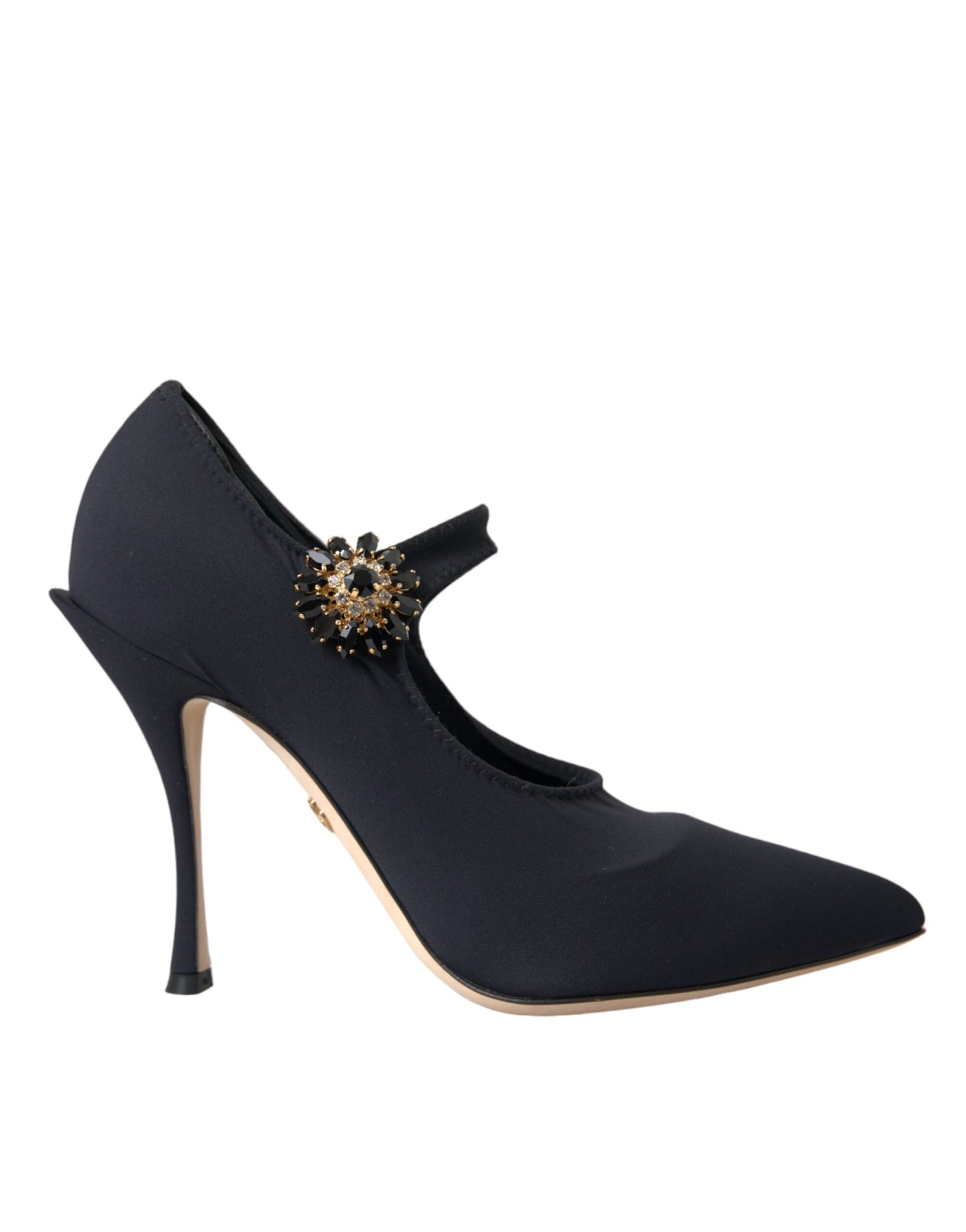 Dolce & Gabbana Black Mary Jane Jersey Crystal Pumps Shoes Curated Luxury Accessories by Orvyn