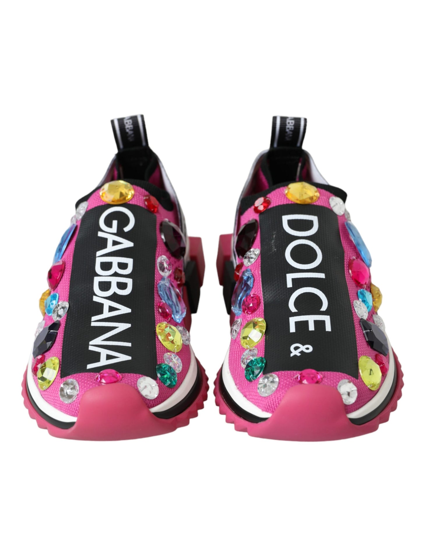 Dolce & Gabbana Pink Sorrento Crystals Sneakers Shoes Curated Luxury Accessories by Orvyn
