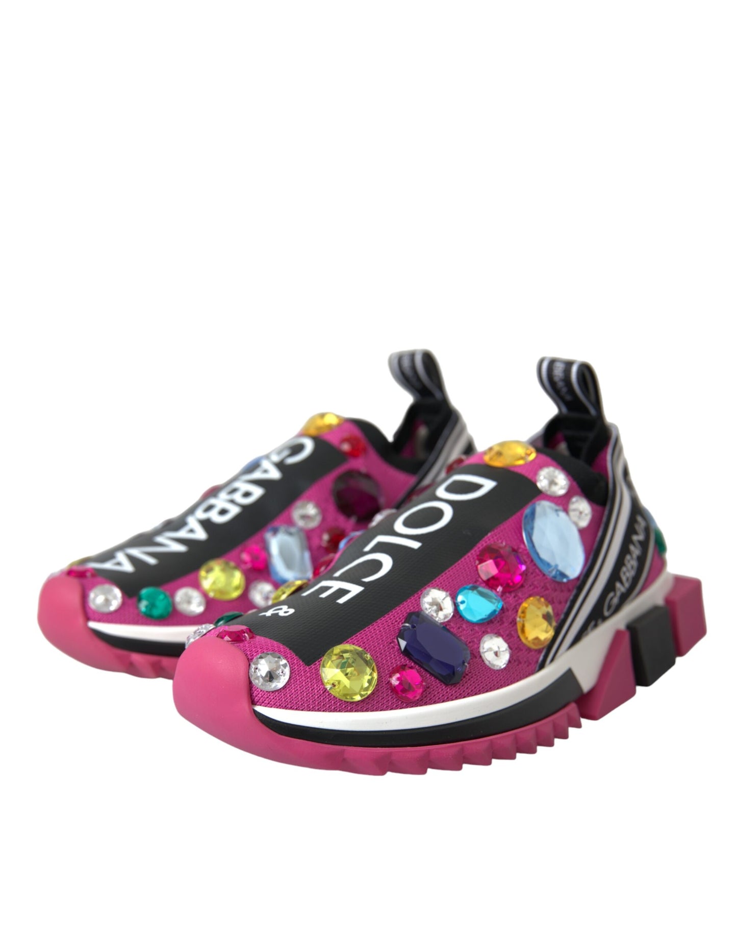 Dolce & Gabbana Pink Sorrento Crystals Sneakers Shoes Curated Luxury Accessories by Orvyn