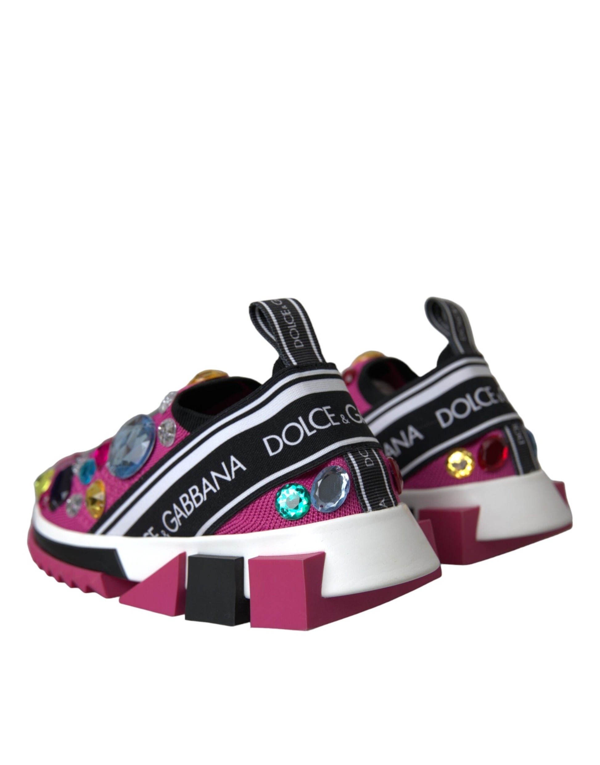 Dolce & Gabbana Pink Sorrento Crystals Sneakers Shoes Curated Luxury Accessories by Orvyn