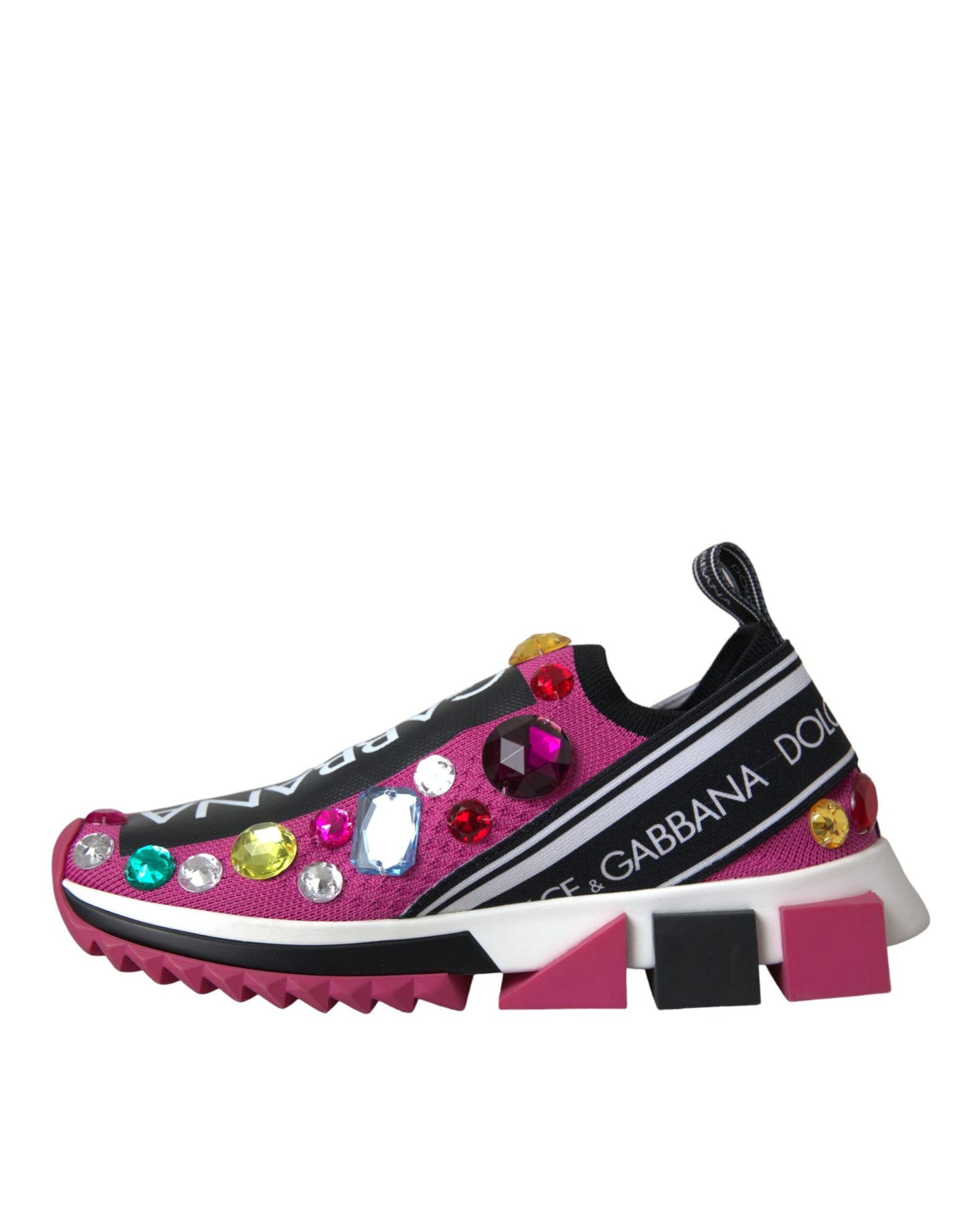 Dolce & Gabbana Pink Sorrento Crystals Sneakers Shoes Curated Luxury Accessories by Orvyn