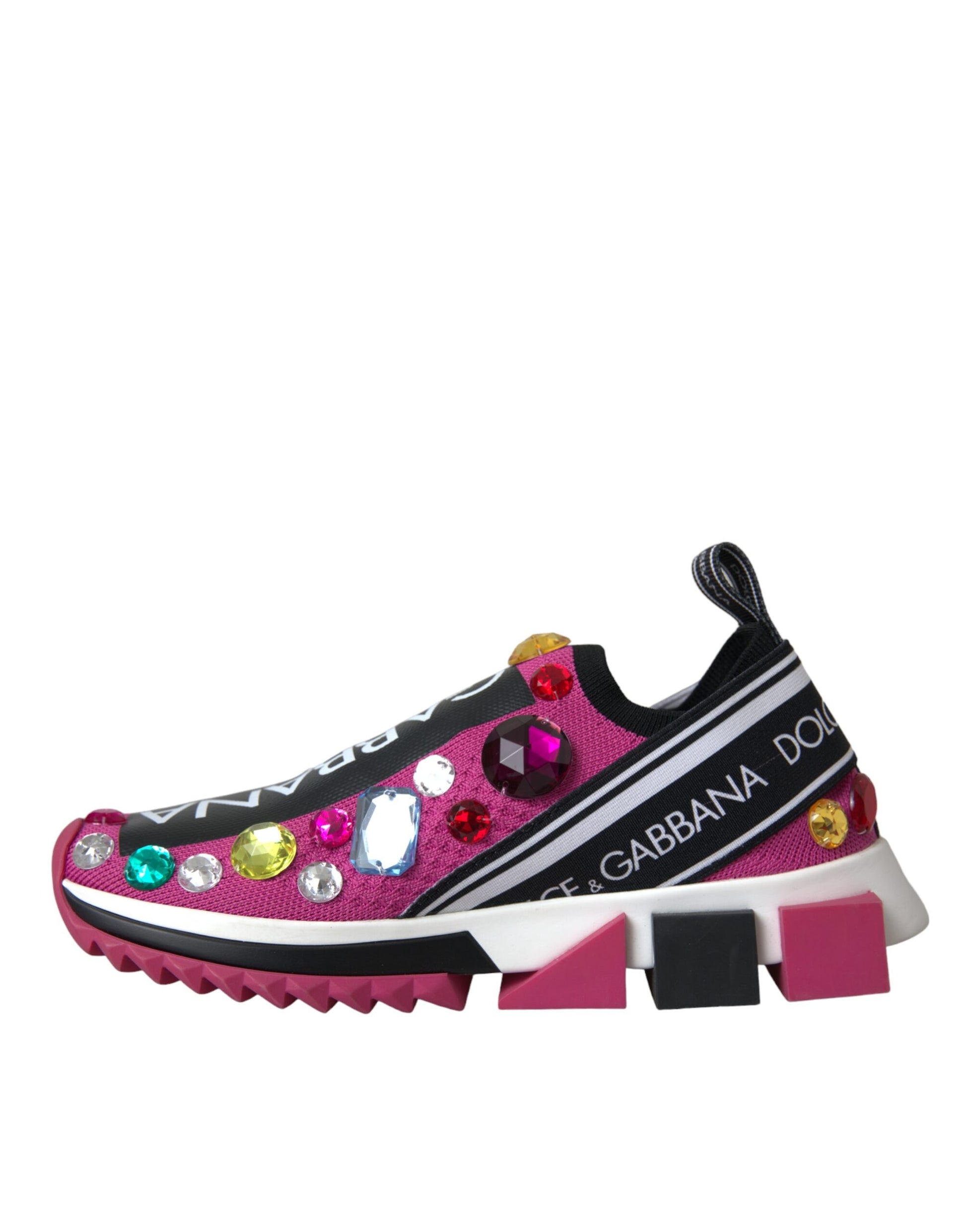 Dolce & Gabbana Pink Sorrento Crystals Sneakers Shoes Curated Luxury Accessories by Orvyn