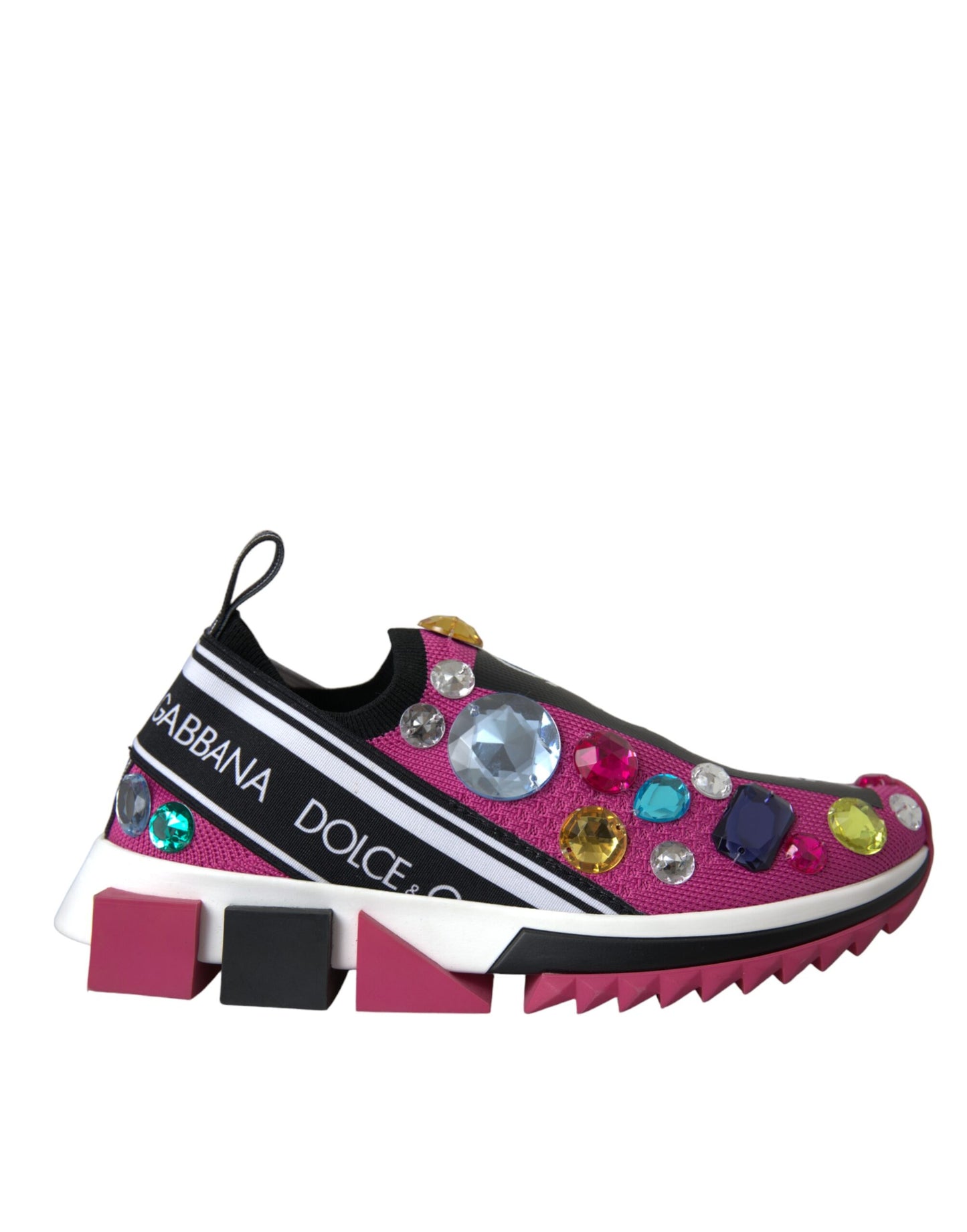 Dolce & Gabbana Pink Sorrento Crystals Sneakers Shoes Curated Luxury Accessories by Orvyn
