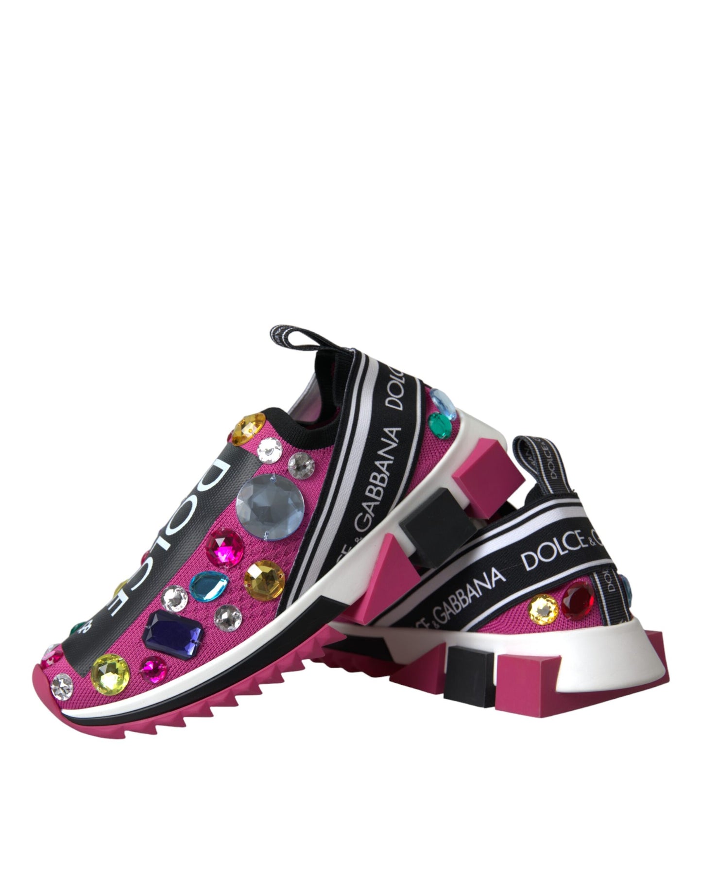 Dolce & Gabbana Pink Sorrento Crystals Sneakers Shoes Curated Luxury Accessories by Orvyn