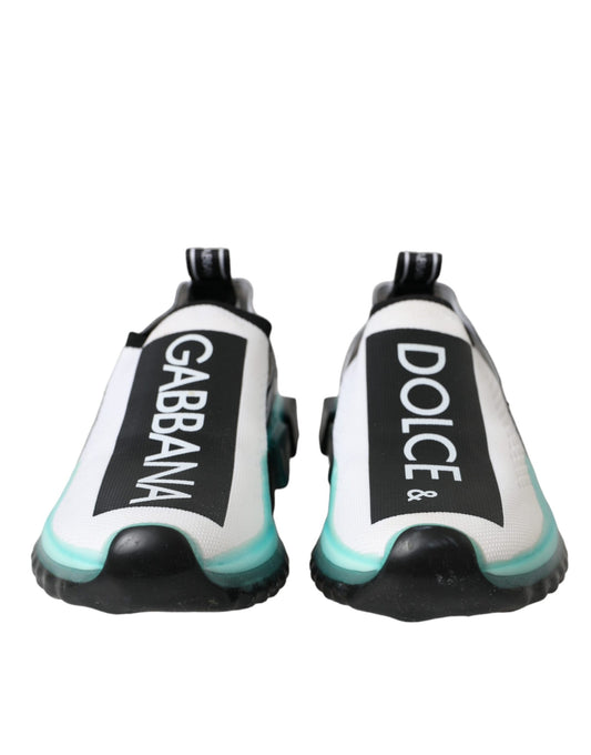 Dolce & Gabbana Black White Blue Slip On Sorrento Sneakers Shoes Curated Luxury Accessories by Orvyn