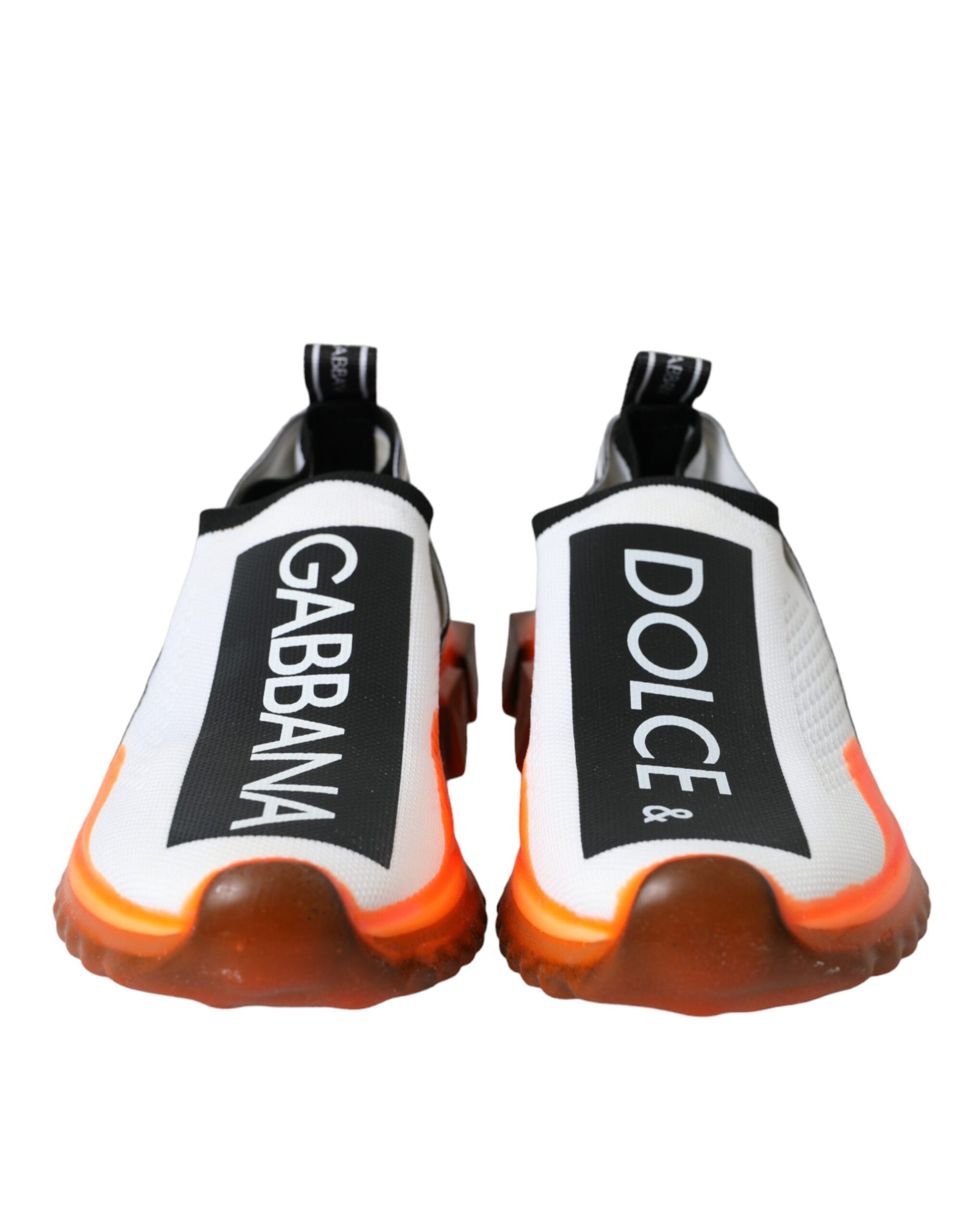Dolce & Gabbana Black White Orange Slip On Sorrento Sneakers Shoes Curated Luxury Accessories by Orvyn