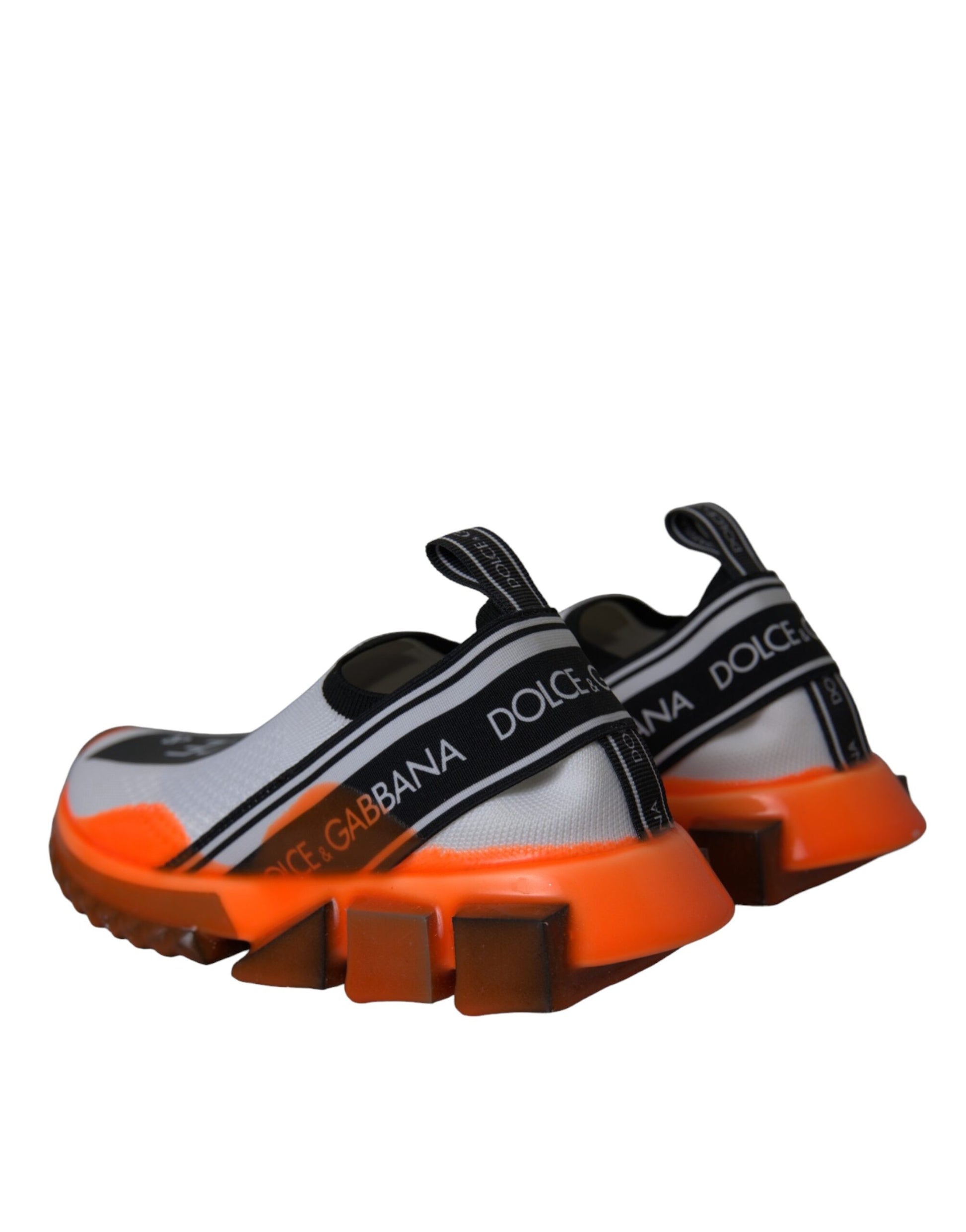 Dolce & Gabbana Black White Orange Slip On Sorrento Sneakers Shoes Curated Luxury Accessories by Orvyn