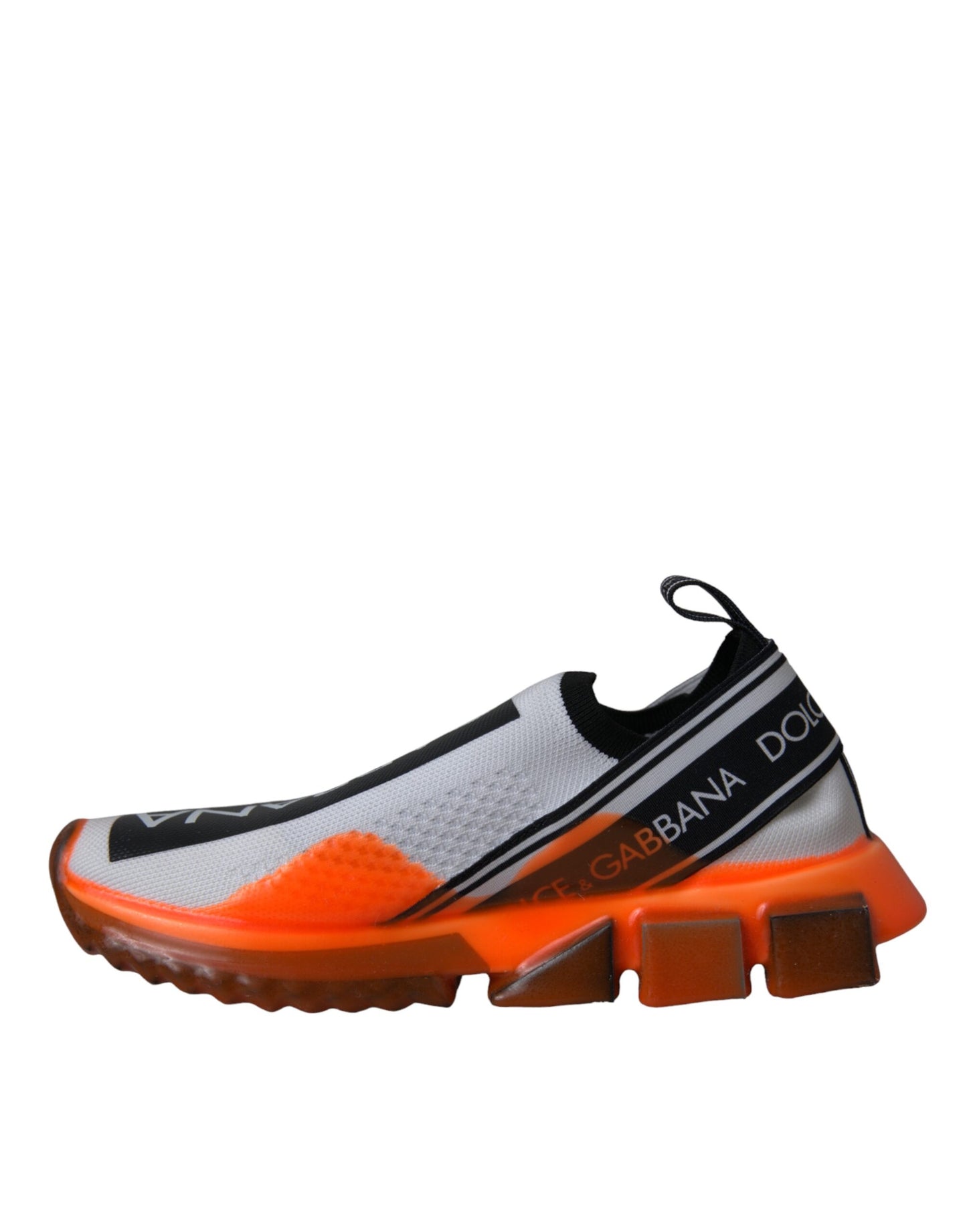 Dolce & Gabbana Black White Orange Slip On Sorrento Sneakers Shoes Curated Luxury Accessories by Orvyn