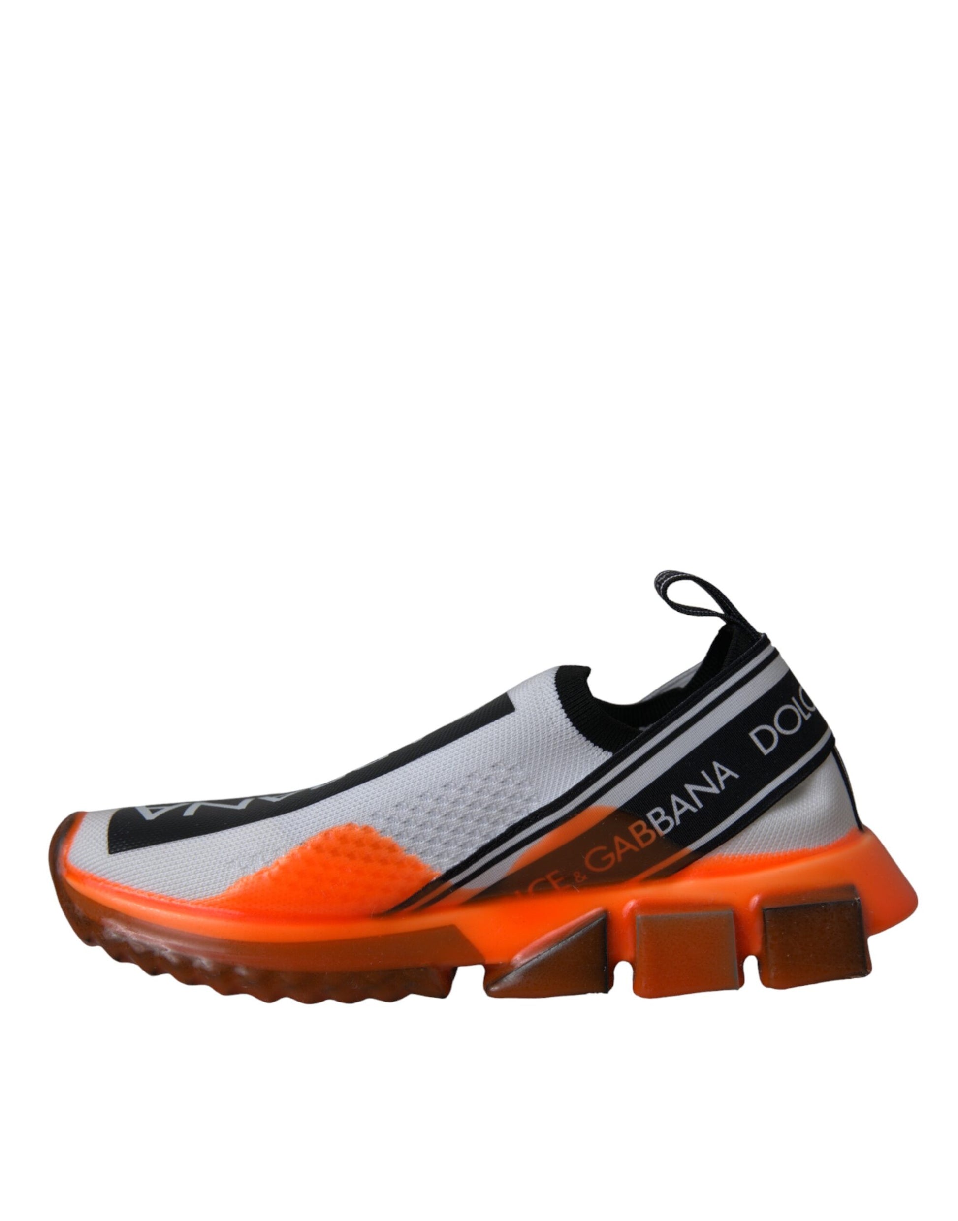 Dolce & Gabbana Black White Orange Slip On Sorrento Sneakers Shoes Curated Luxury Accessories by Orvyn