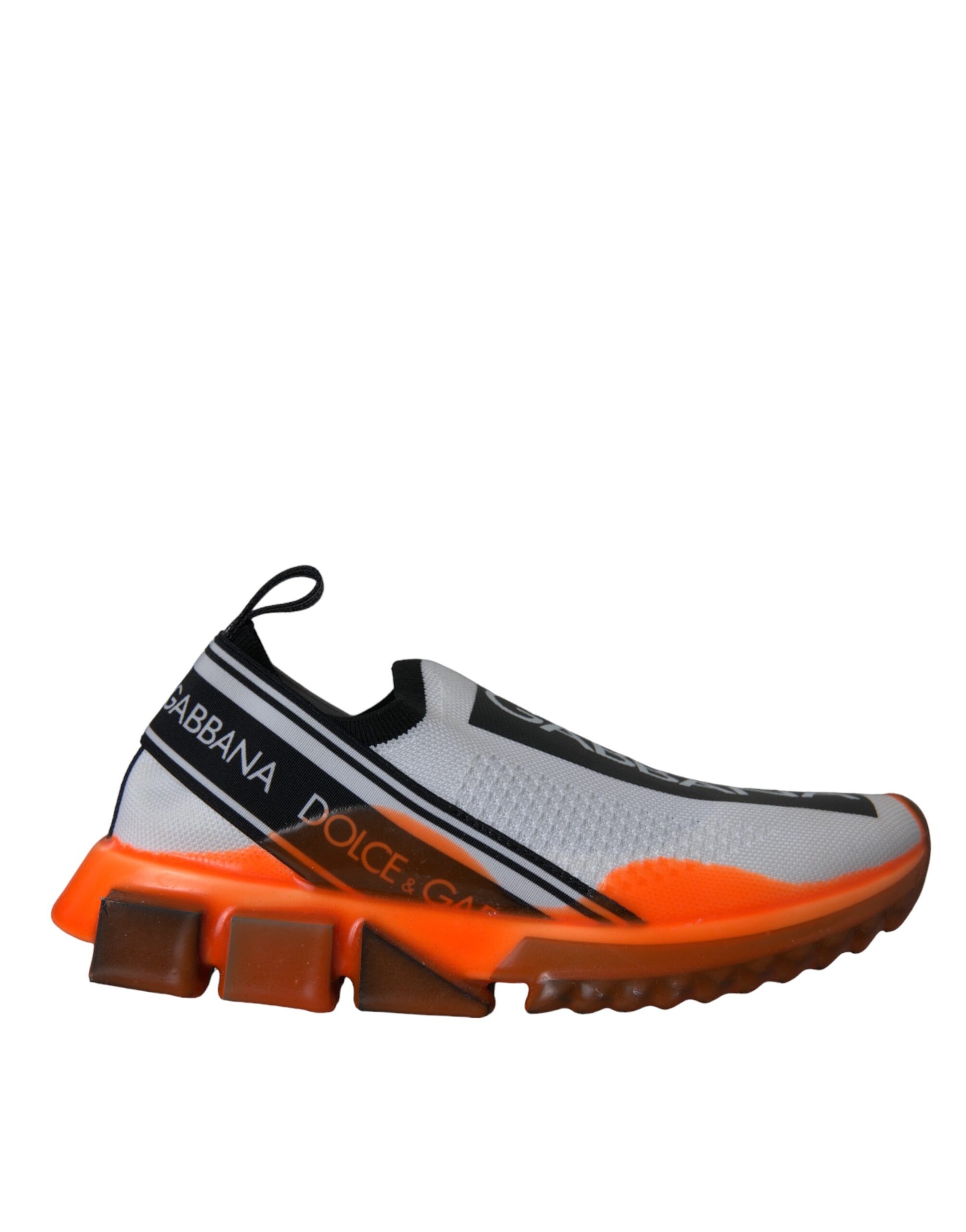 Dolce & Gabbana Black White Orange Slip On Sorrento Sneakers Shoes Curated Luxury Accessories by Orvyn